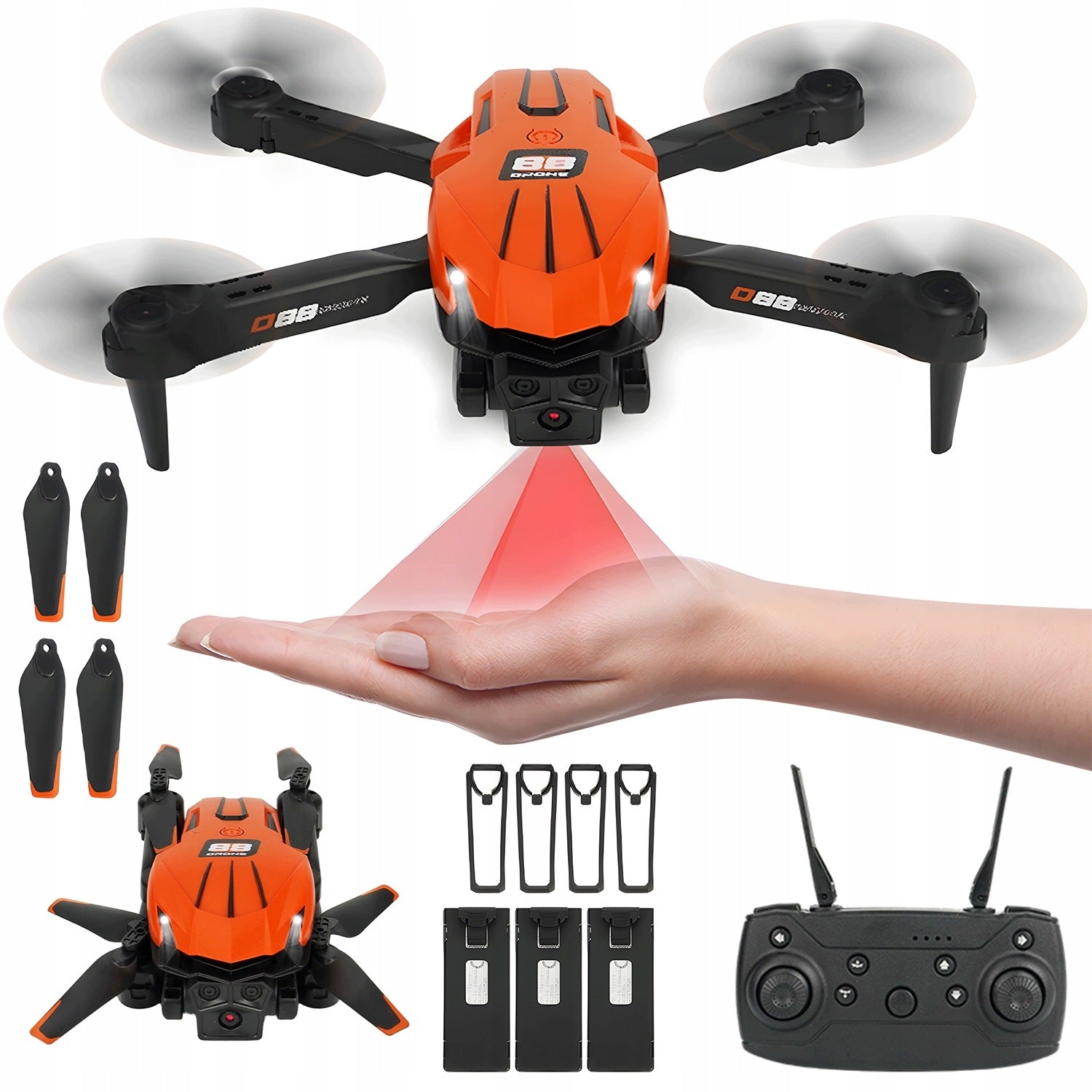 DRONE E88 REMOTE CONTROLLED 3x BATTERIES WIFI CAMERA 500M 45Min 40KM/h