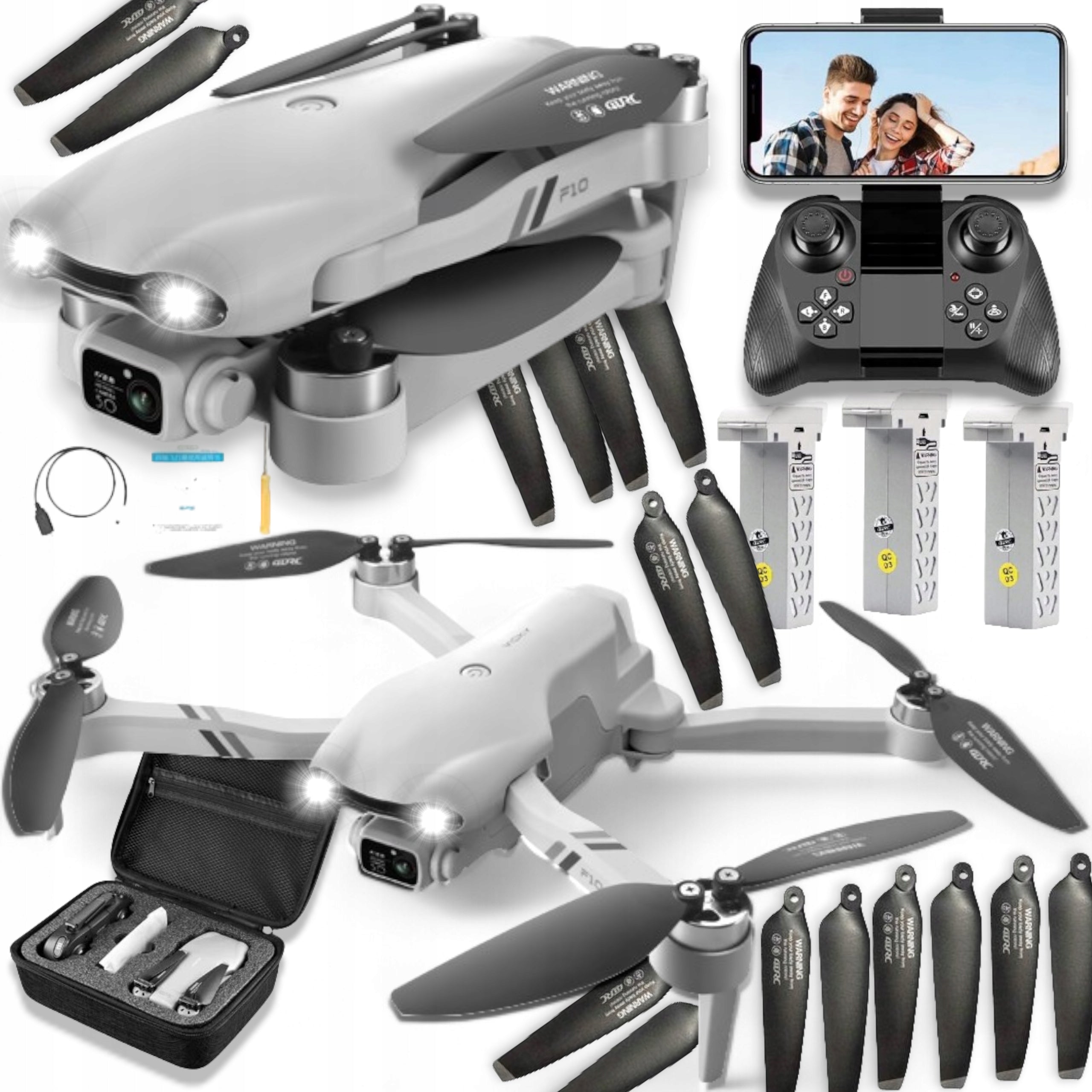 DRONE F10 WiFi 3 batteries ACCESSORIES CAMERA 4K TOY HOVER 2000M 3 X 1600mAh Batteries included yes