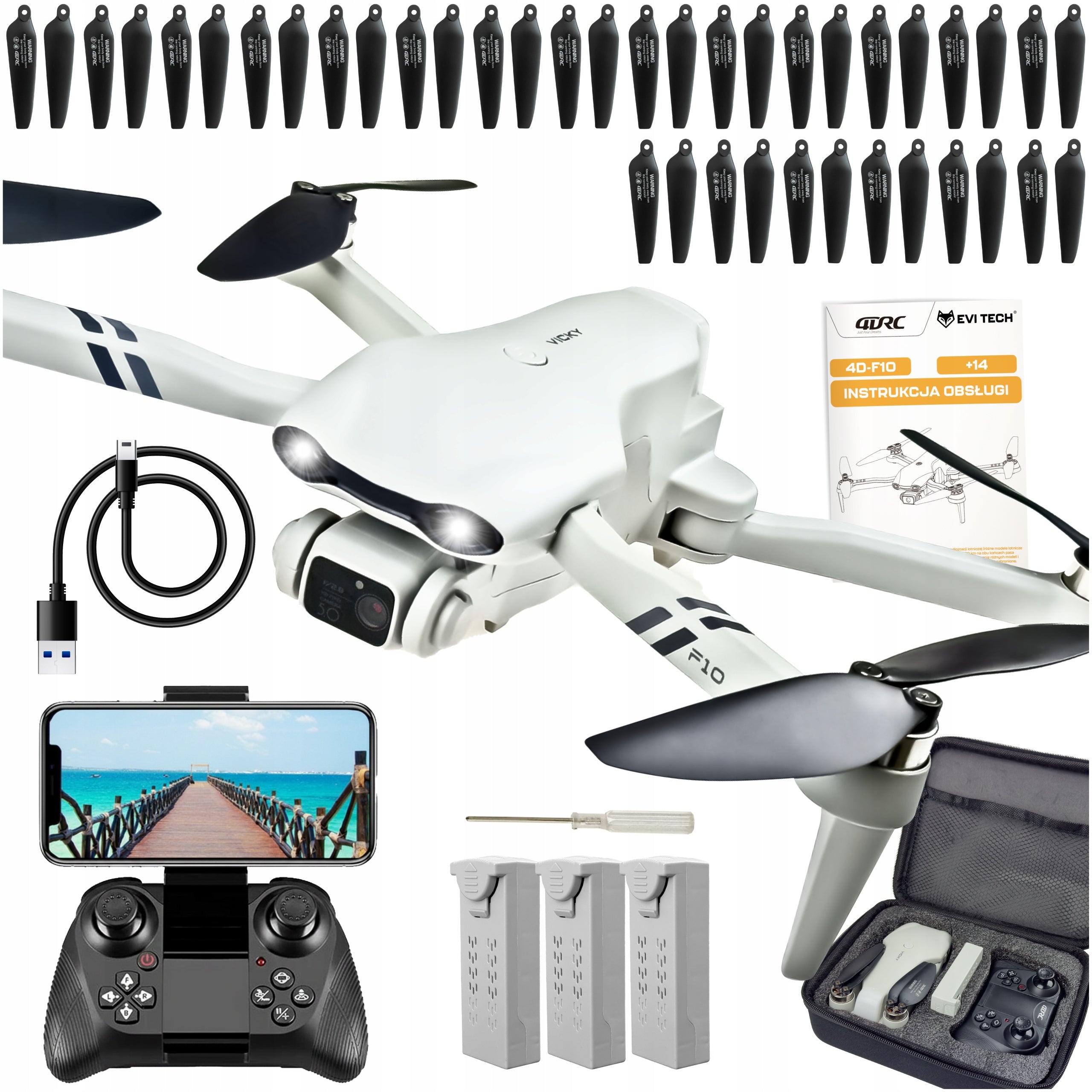 DRONE FlyPro10 2 Camera Motors BRUSHLESS Hover WIFI 3x20min 2KM TOY