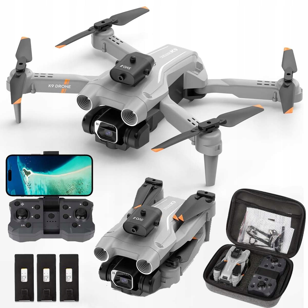 DRONE K9 2 CAMERA HD WIFI TOY HOVER 100M + BATTERIES 3X15MIN Brand no brand