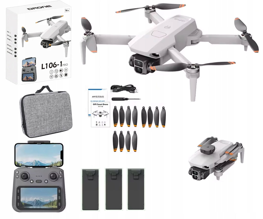 DRONE L106-1 MAX WIFI CAMERA 5G 3000m GPS 3X BATTERY SCREEN 5,9 INCH AVOIDANCE