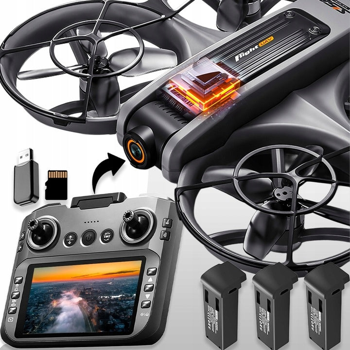 DRONE LCD CONTROLLER 2 Camera MOTOR BRUSHLESS TOY 145G WIFI 3x AKU
