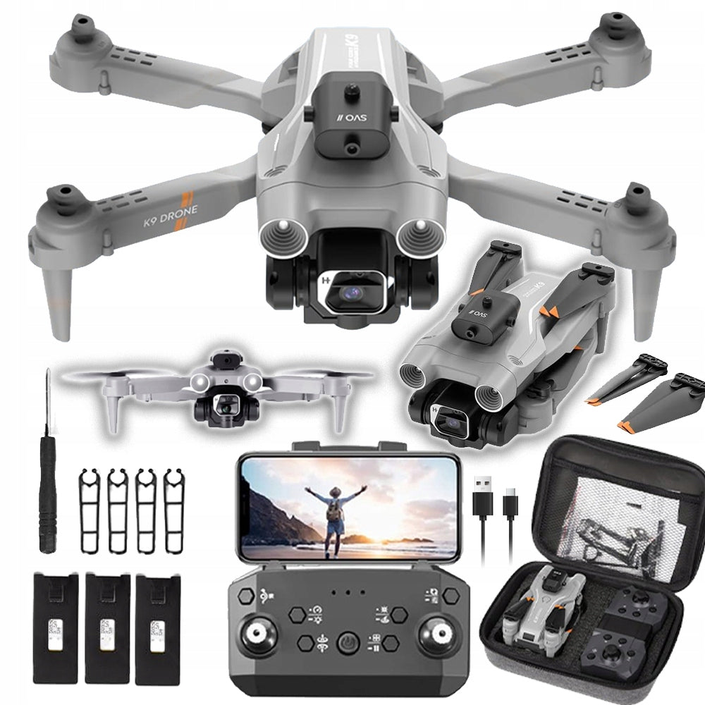 DRONE QUADCOPTER K9 HD WITH 4K CAMERA FOLDING AERIAL PHOTOS + 3 AKU