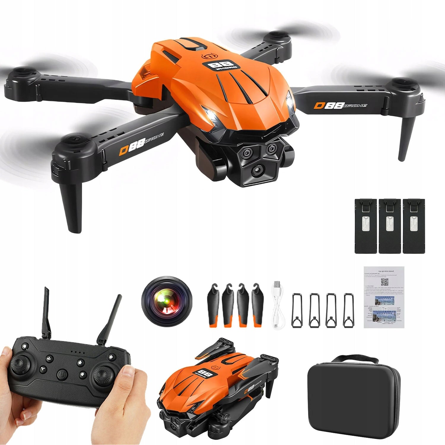 DRONE REMOTE CONTROLLED 3X AKU 2X WIFI CAMERA HOVERS MULTIPLE ZOOM Packaging status original