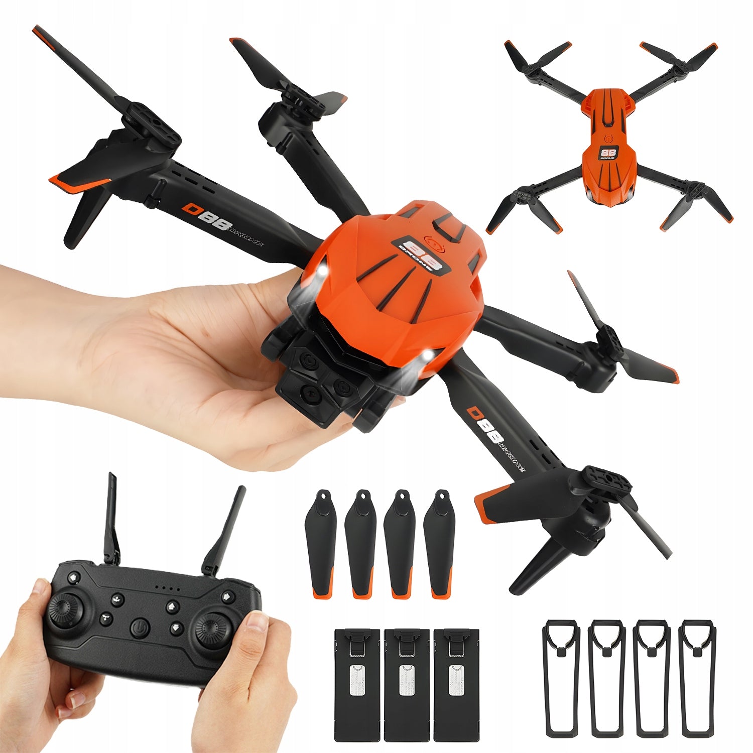 DRONE REMOTE CONTROLLED D88 WIFI CAMERA 100M 3X BATTERIES 500MAH HD REMOTE CONTROL