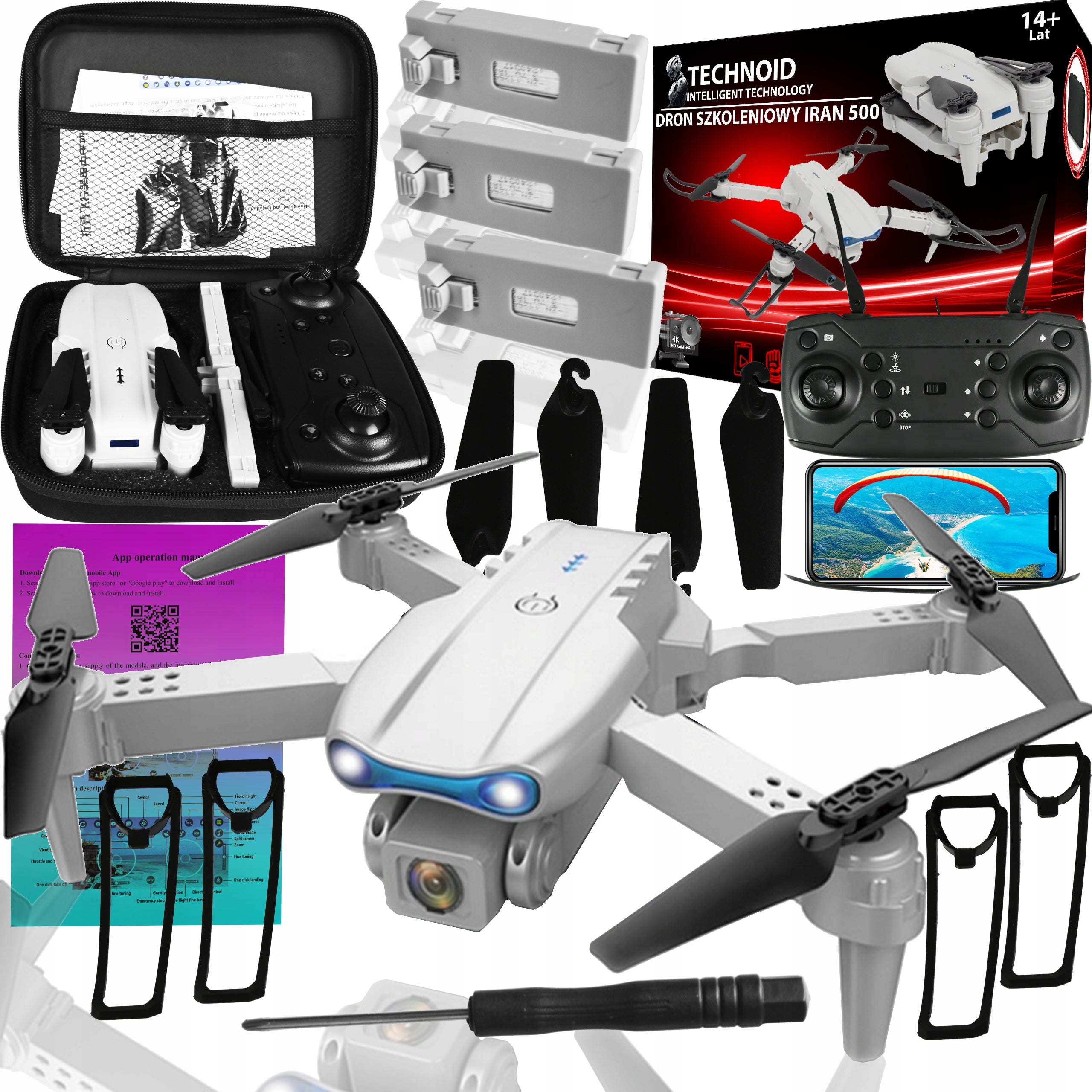 DRONE TECHNOID REMOTE CONTROLLED 3xAKU WIFI CAMERA 500M 45Min 40KM/h PREMIUM