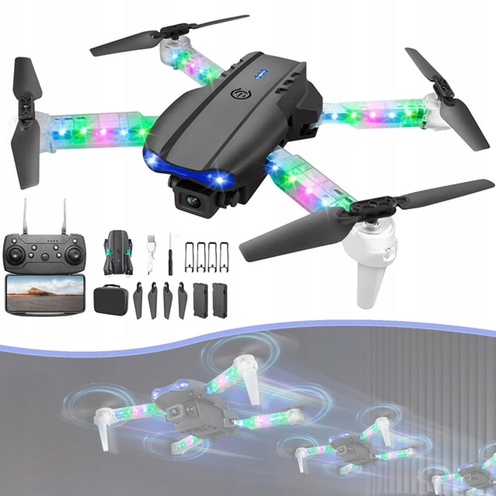 DRONE WITH CAMERA, HOVER QUADROCOPTER RC FOR BEGINNERS ADULTS WITH LED