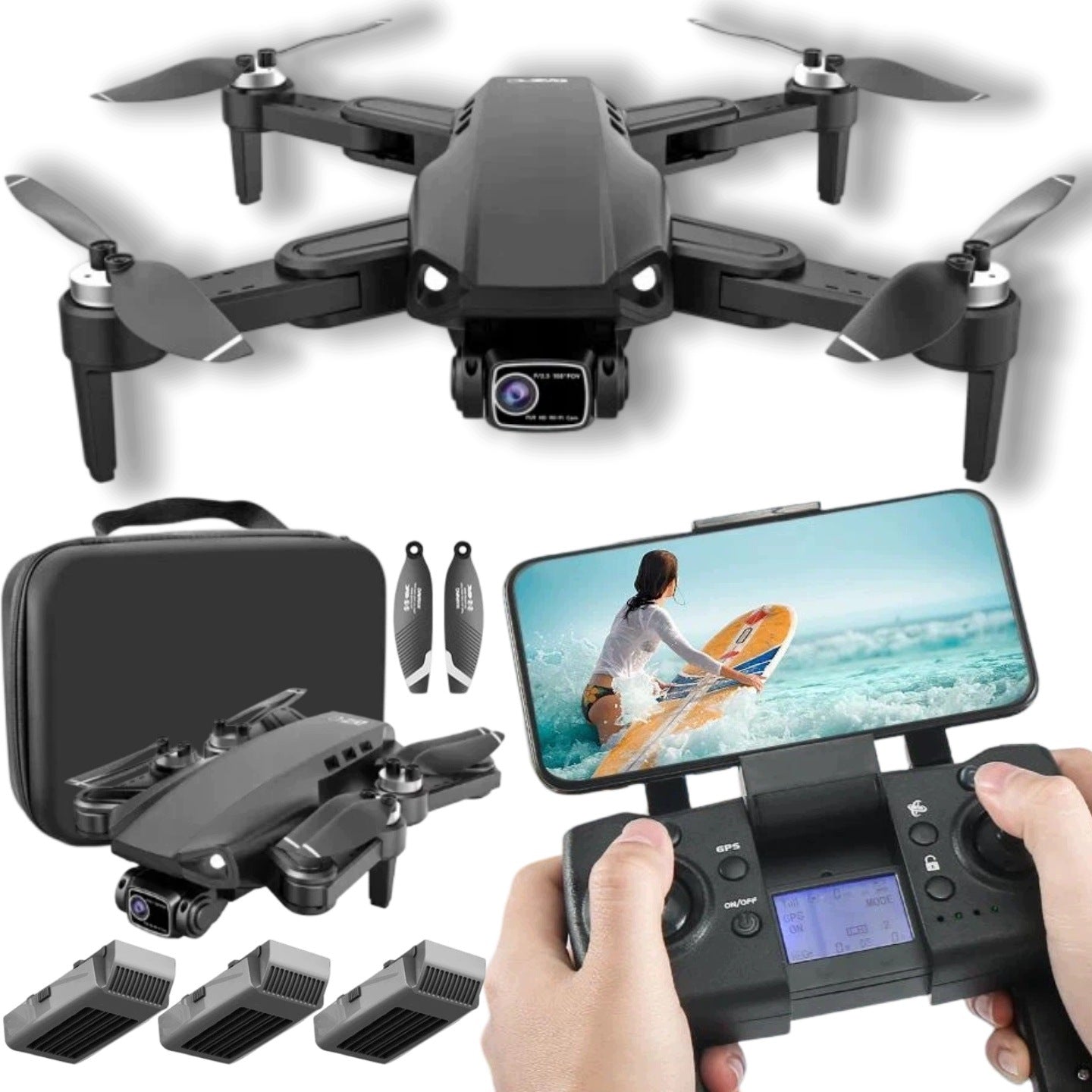 DRONE WITH CAMERA L900PROWiFi GPS RANGE 2000M, 5G WIFI FPV 360° - 3 BATTERIES