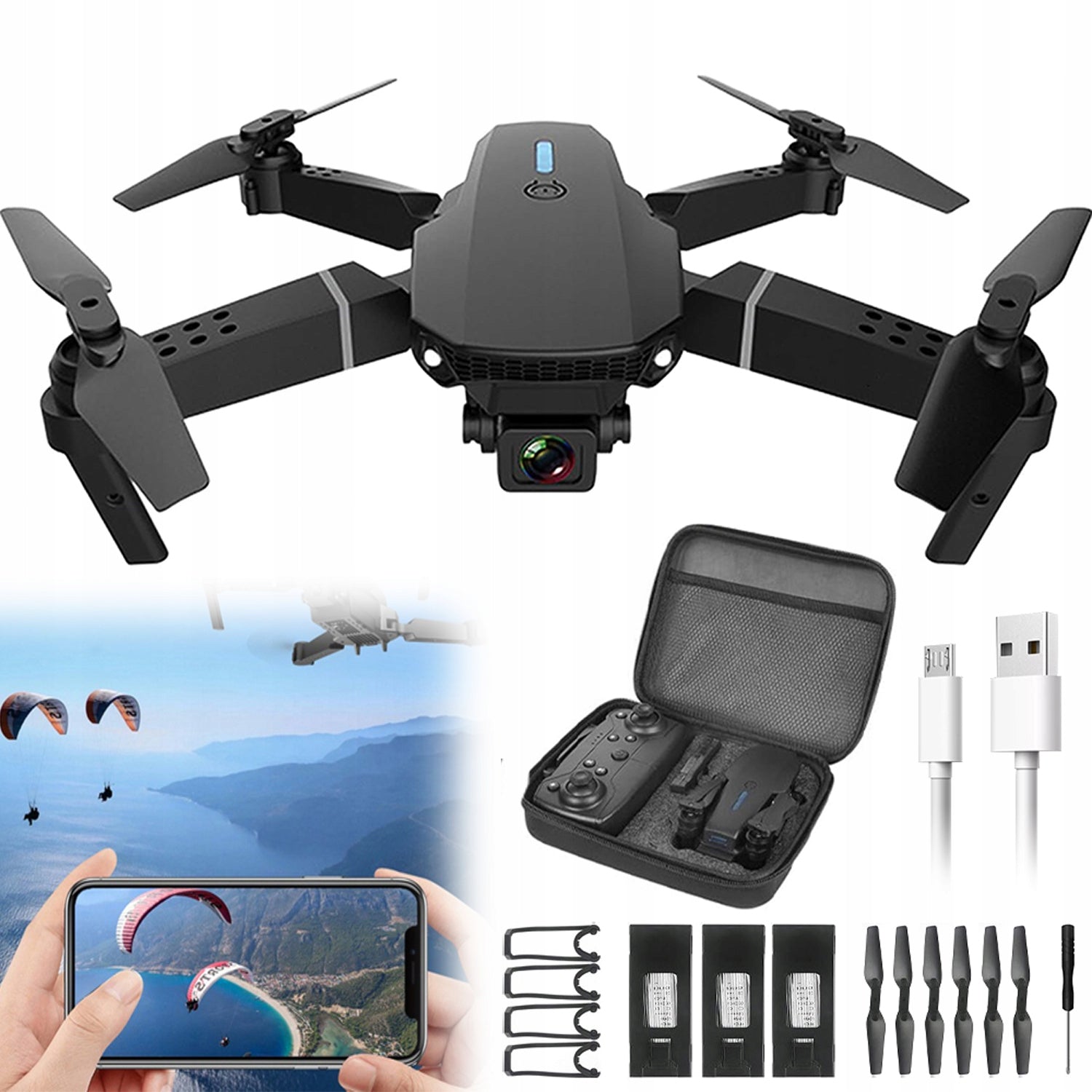 DRONE WITH CAMERA4K WIFI TRACK FLIGHT GRAVITY SENSOR FOLDING DESIGN FOR FAMILY