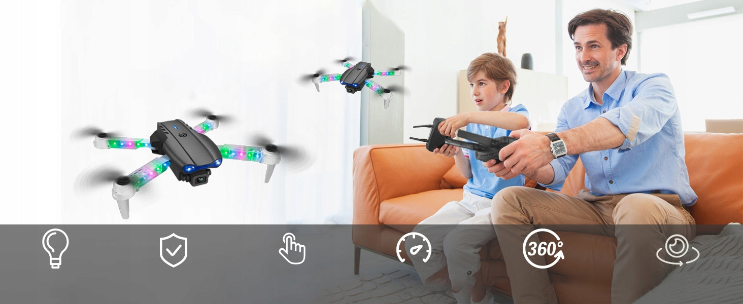 DRONE WITH DUAL CAMERA FUNCTION 3D FLIP RANGE 100M FLYING AT NIGHT GIFT Packaging status original