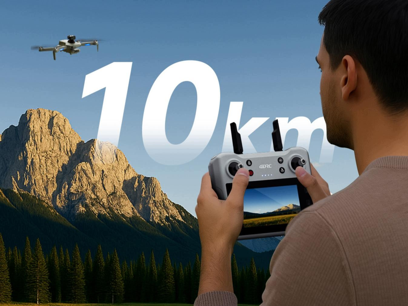DRONE WITH HD GPS WIFI CAMERA 3 BATTERIES LCD SCREEN BRUSHLESS TOY 5G Manufacturer code Dron kontroler LCD 5G / Zasięg do 10000metrów