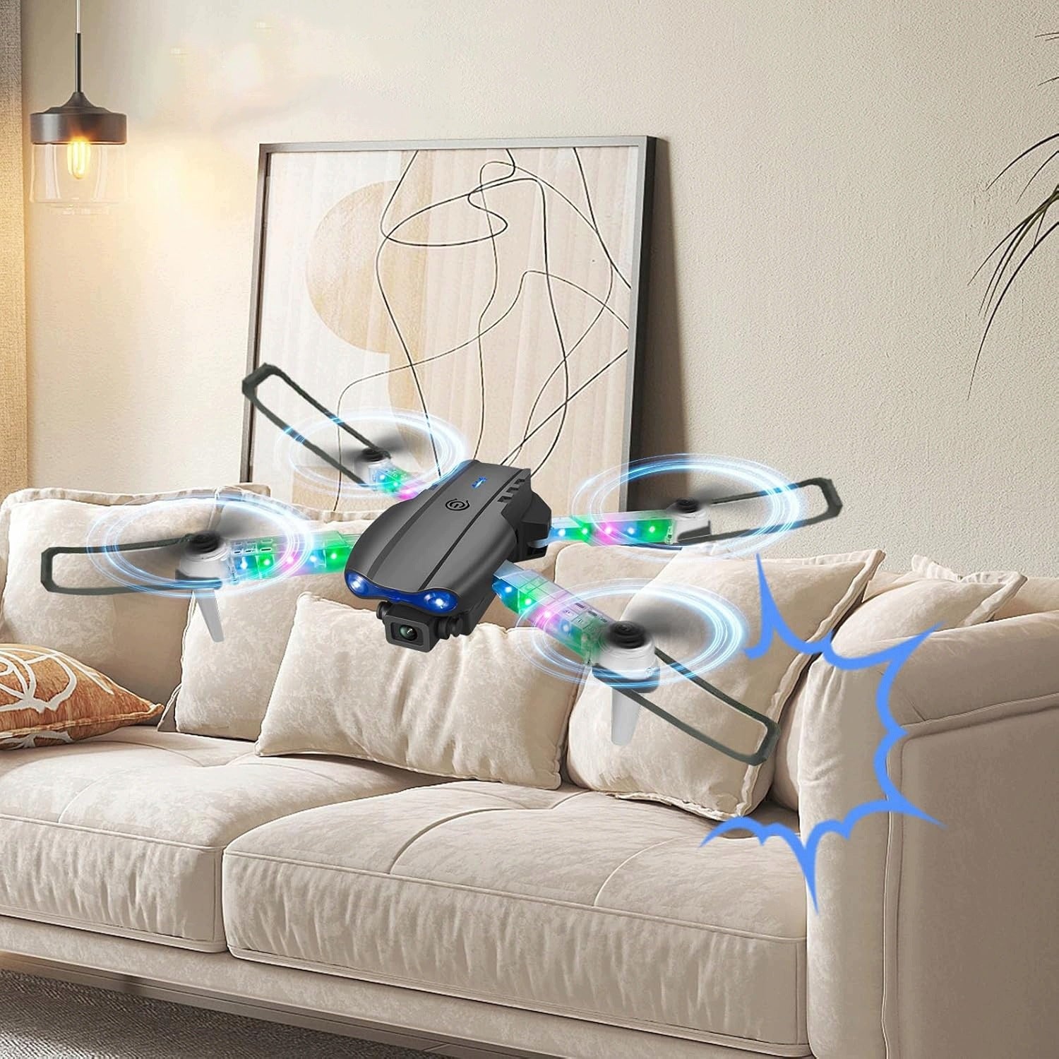 DRONE WITH LED CAMERA WIFI FPV FOLDABLE DUAL HD CAMERA 2X1800MAH BATTERY Brand no brand