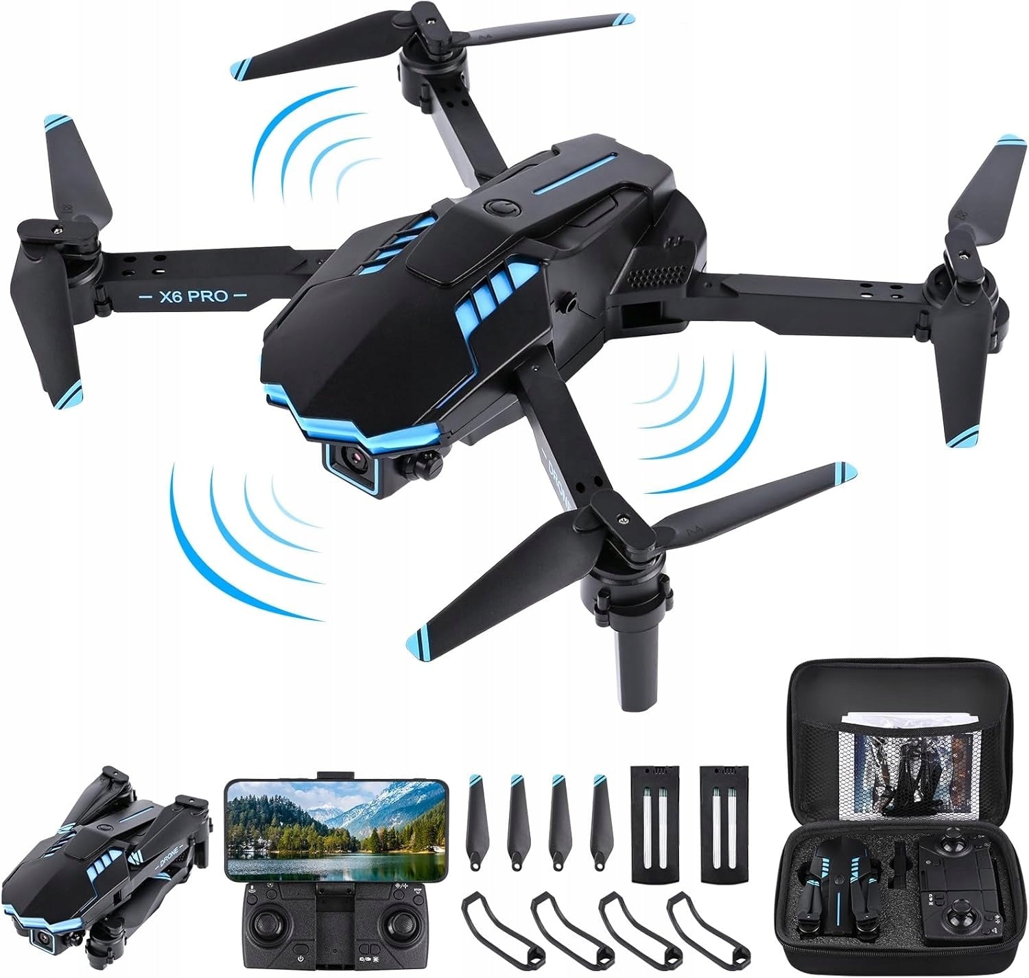 DRONE With Camera 1080P HD WiFi FPV 2 Rechargeable 3D Flip Overhang RC