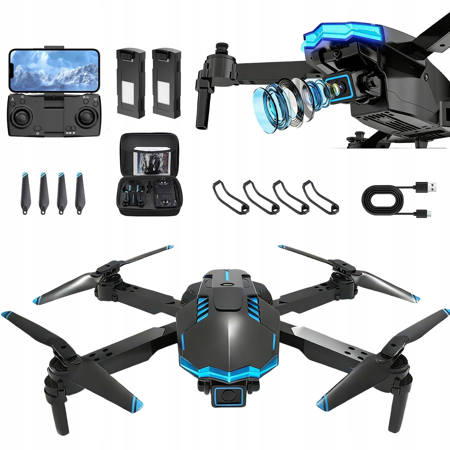 DRONE X6 PRO BRUSHLESS HD 2 CAMERAS 150M HOVER 2 BATTERIES TOY SET