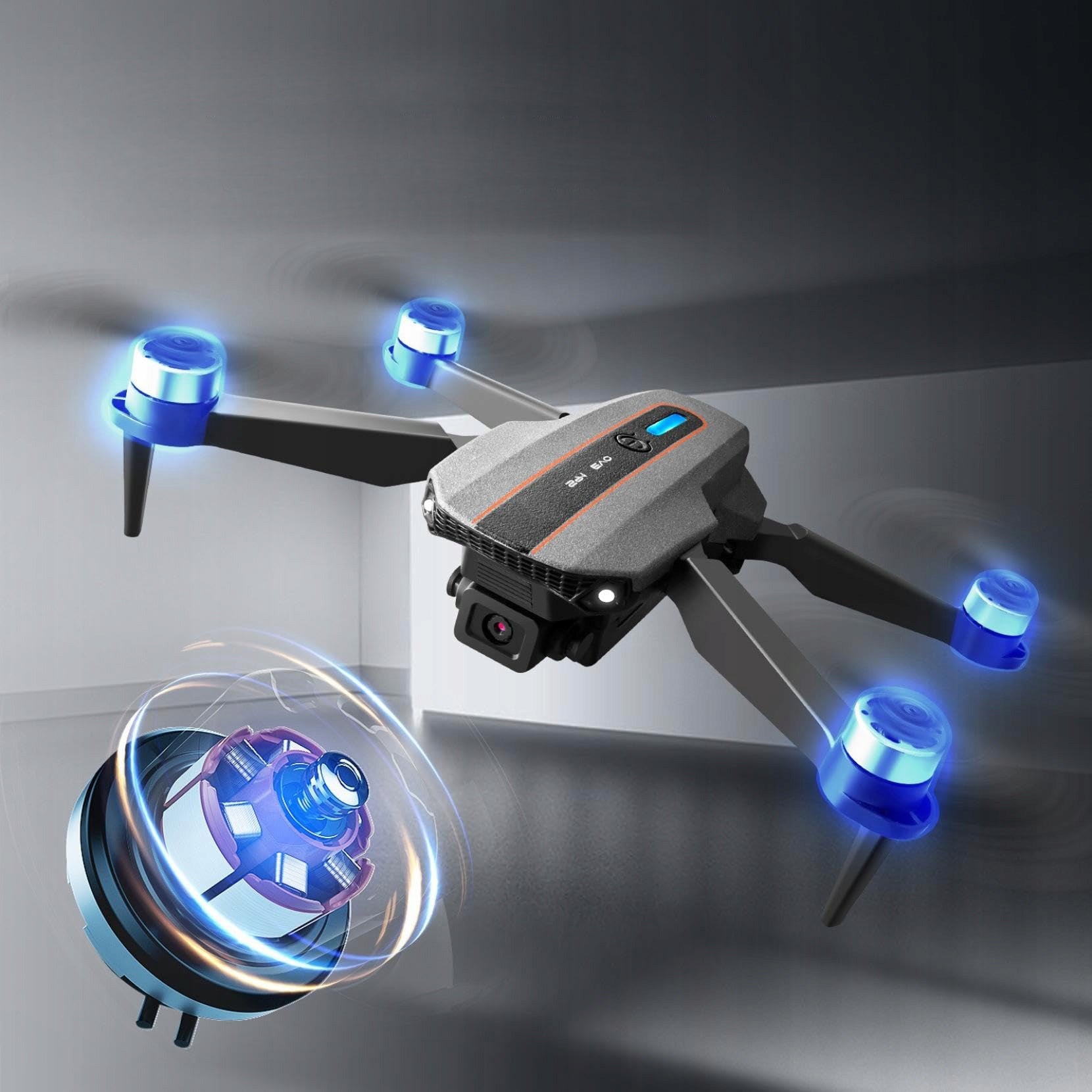 DRONE YONII-D4 BRUSHLESS MOTORS 2 CAMERAS HOVER 3 BATTERIES TOY Model YONII-D4