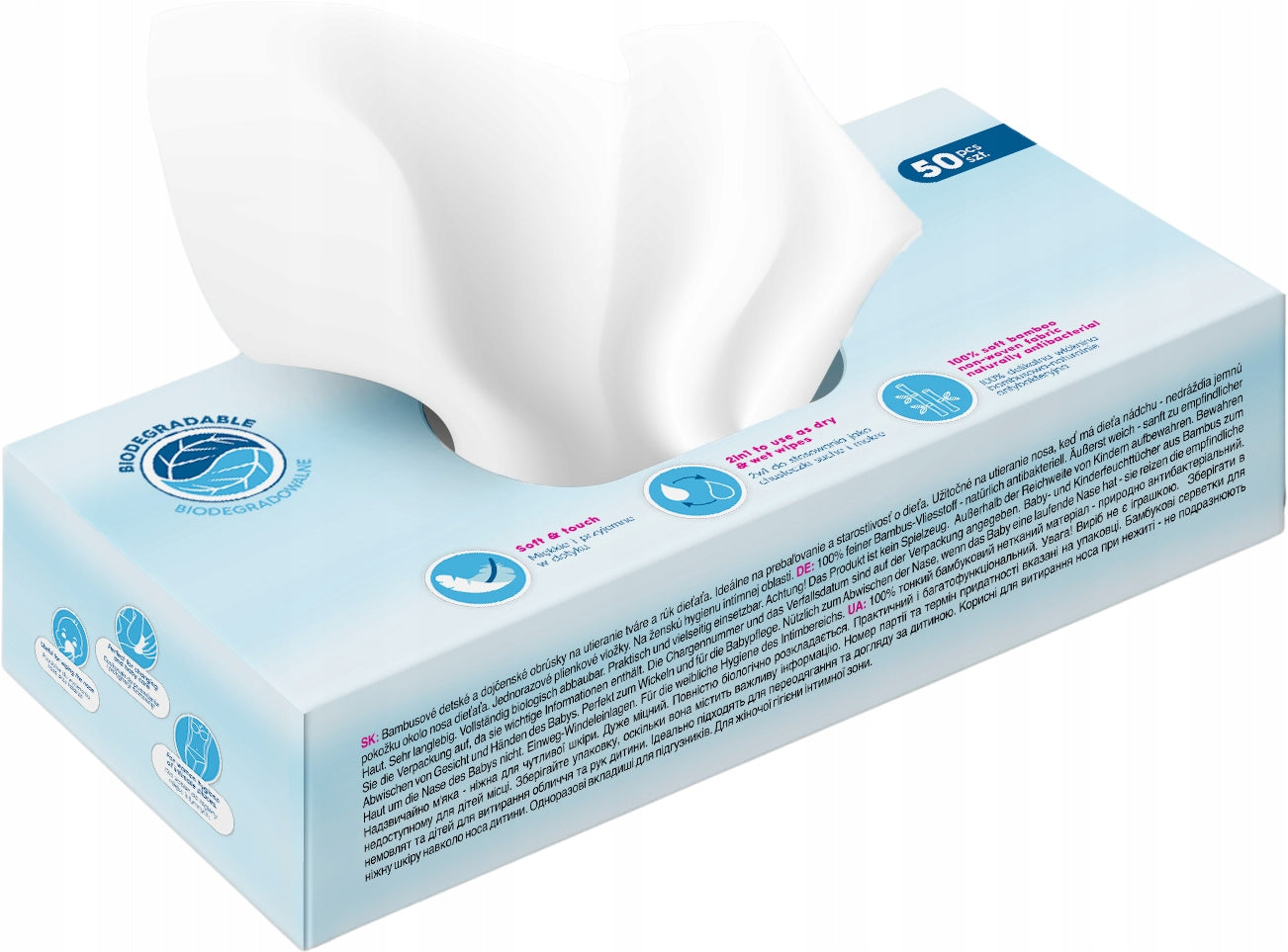 DRY BAMBOO WIPES FOR BABIES AND CHILDREN 50 pcs BABYMAM Manufacturer code 023131