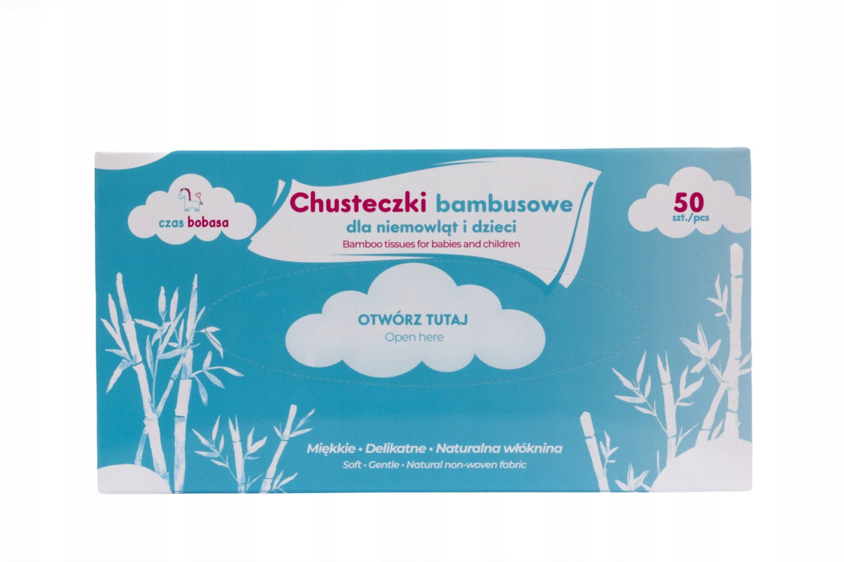 DRY BAMBOO WIPES FOR BABIES CHILDREN 50 pcs CZAS BOBASA Brand Czas Bobasa
