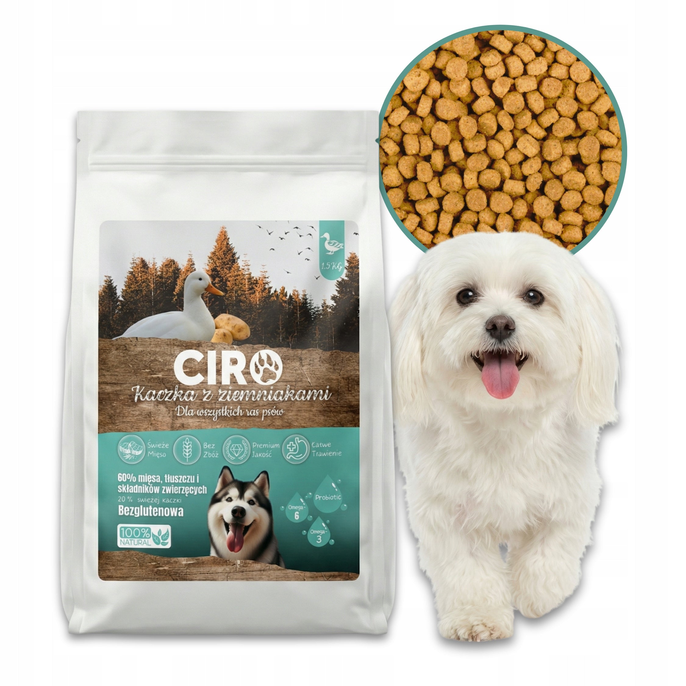 DRY DOG FOOD DUCK WITH POTATOES ADULT SMALL BREEDS CIRO 1.5KG