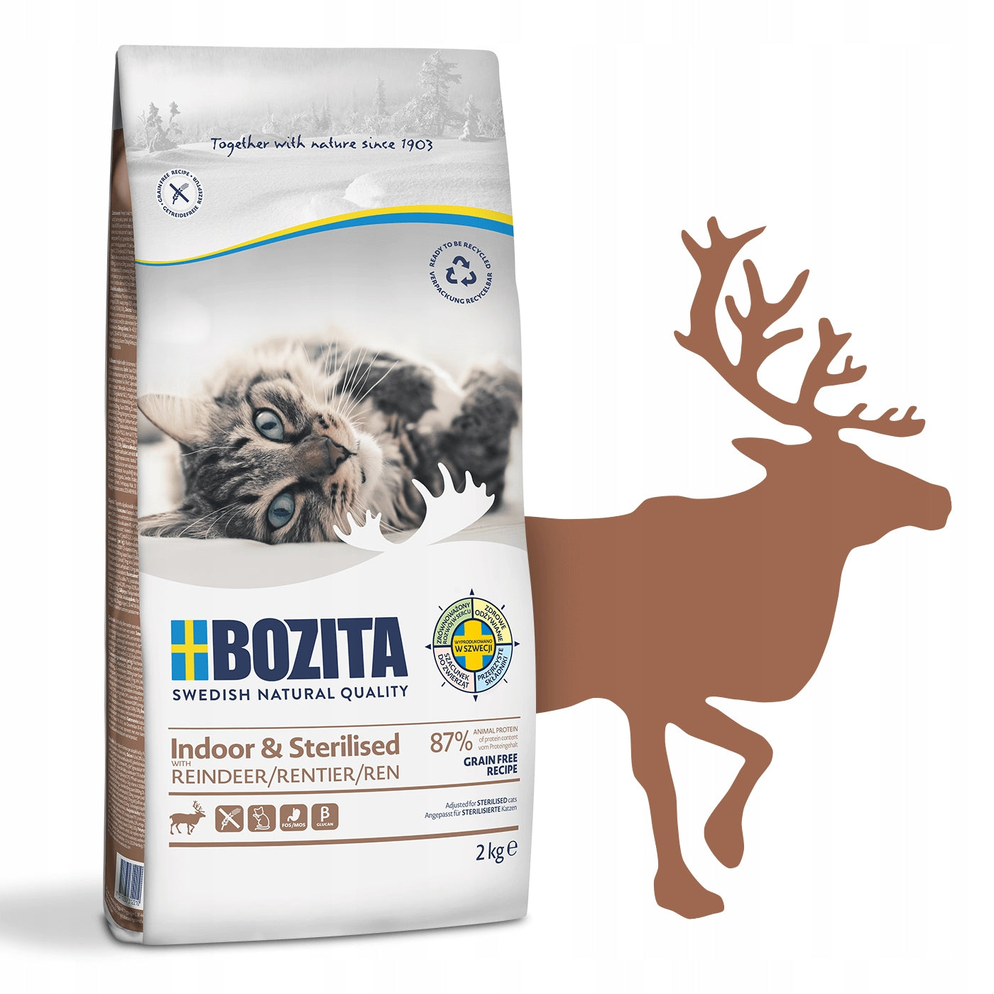 DRY FOOD FOR STERILIZED CATS WITH REINDEER BOZITA GRAIN-FREE 2KG