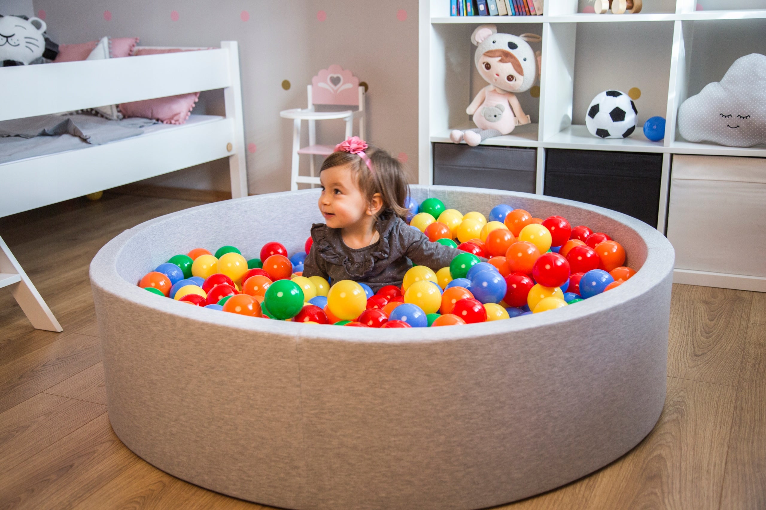 DRY POOL 120x30 FOR CHILDREN ROUND LARGE 200 BALLS dark grey Brand KiddyMoon