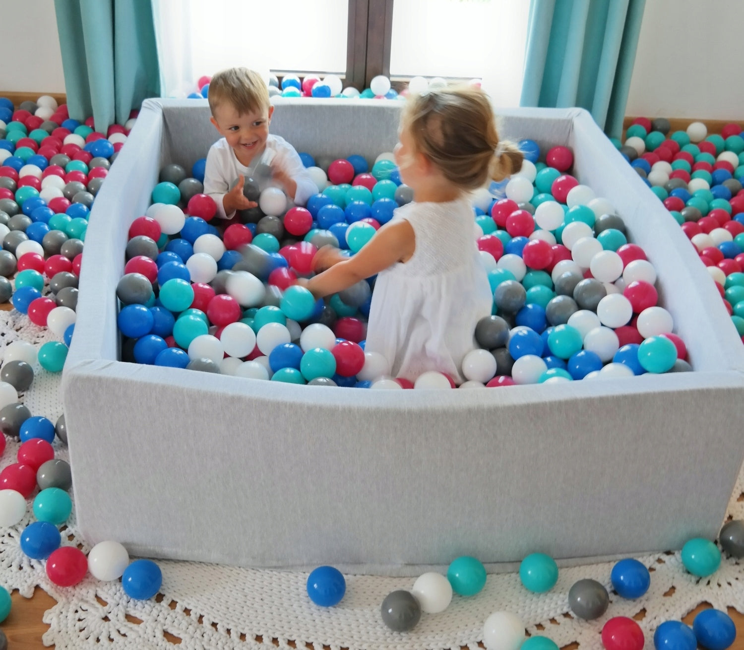 DRY POOL Square 120x120cm 900 Balls Grey/White Sky Rose Grey Turquoise Brand no brand