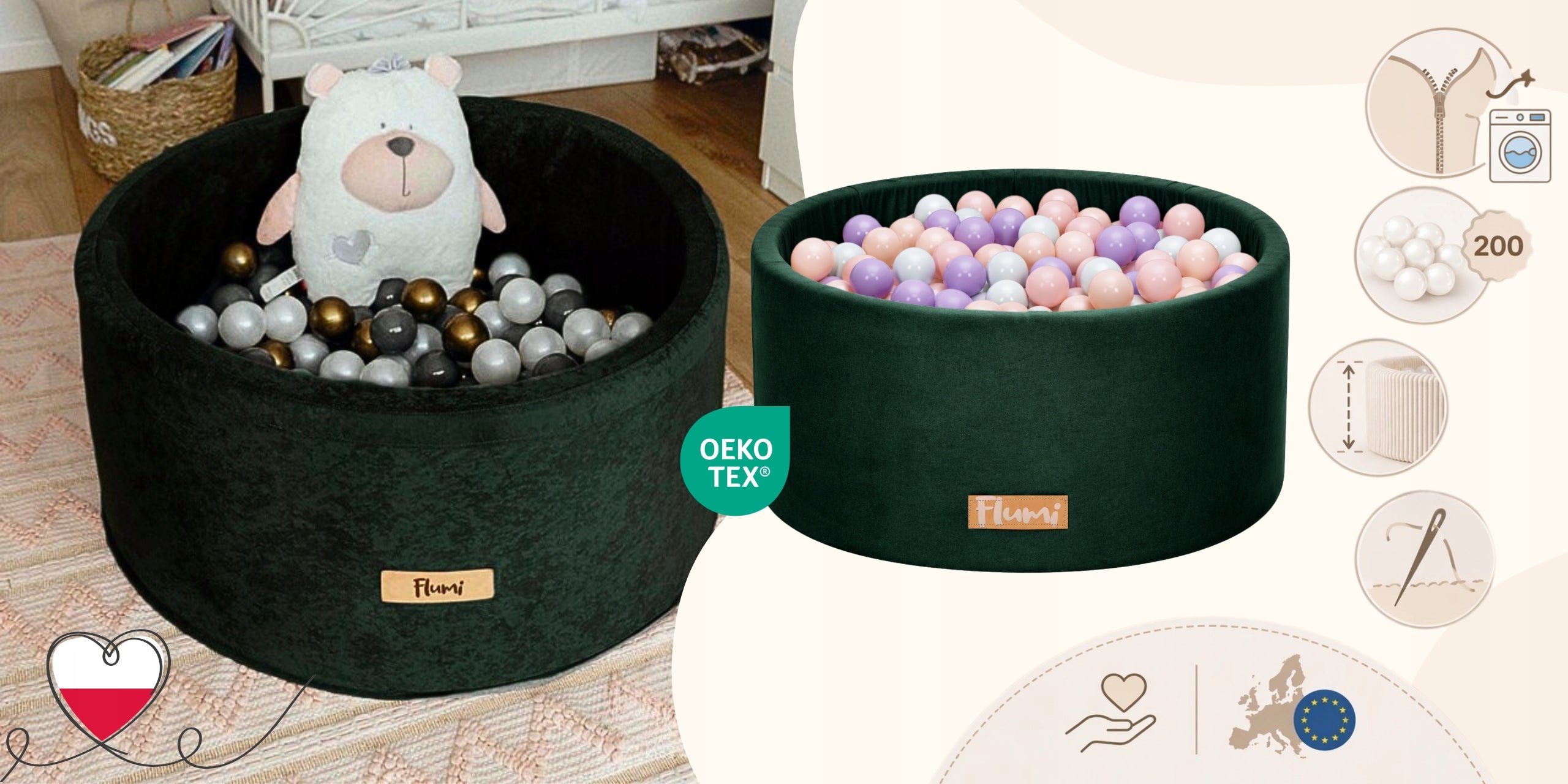 DRY POOL WITH BALLS 200 BALLS 90X40 WITH THE INSCRIPTION FREEBIE COLORS FLUMI Manufacturer code basenik dla dziecka basen z kulkami GRAWER
