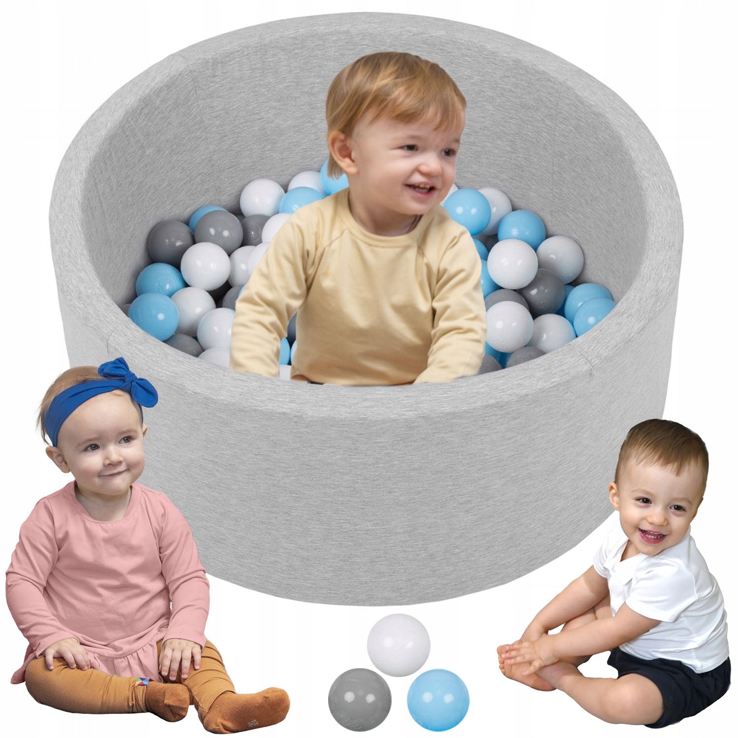 DRY POOL with balls FOR CHILDREN 150 BALLS SELONIS 70x30 Material foam plastic fabric