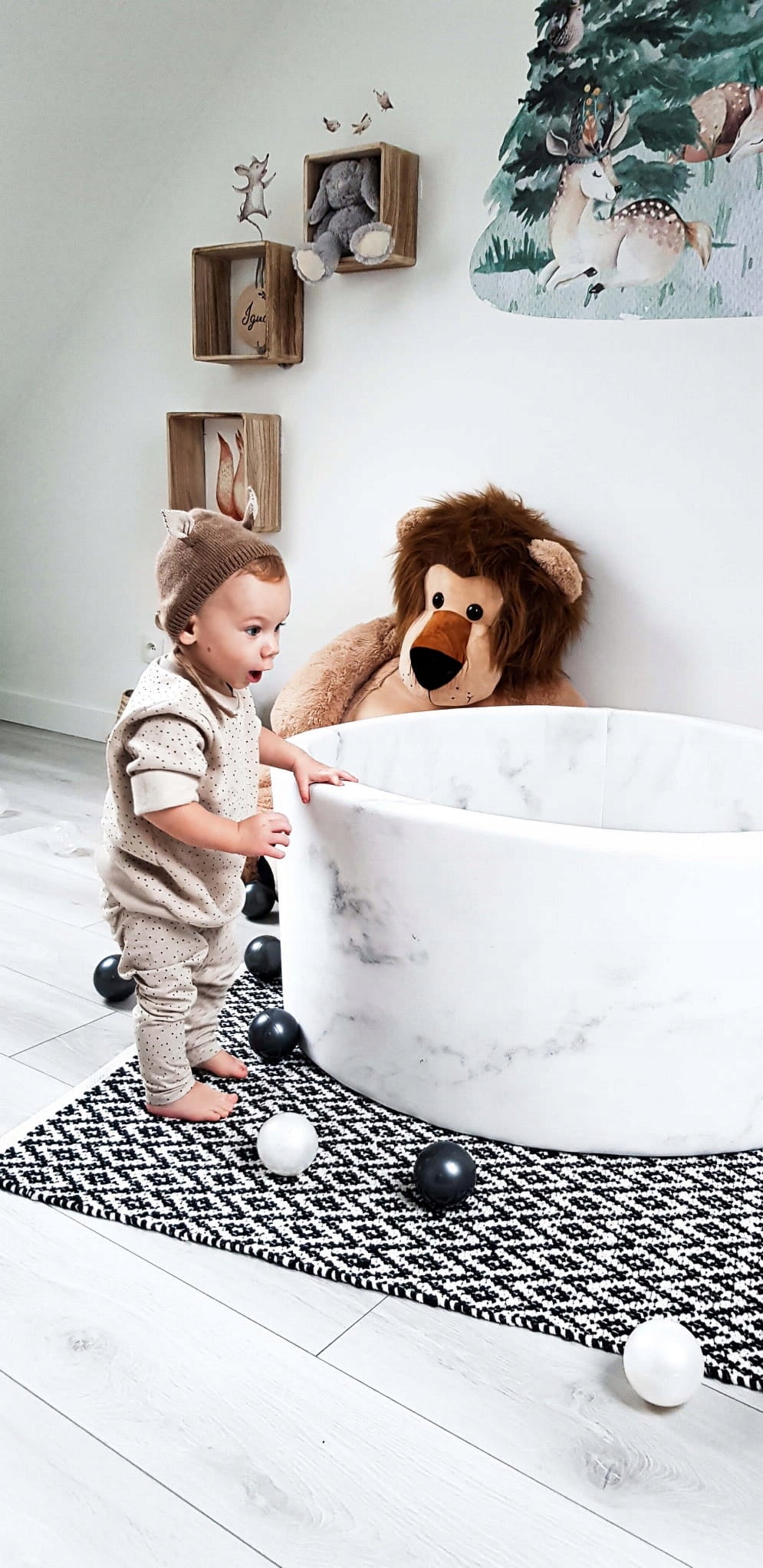 DRY POOL without balls PLAYPEN for children 130x30cm marble round Product width 130 cm