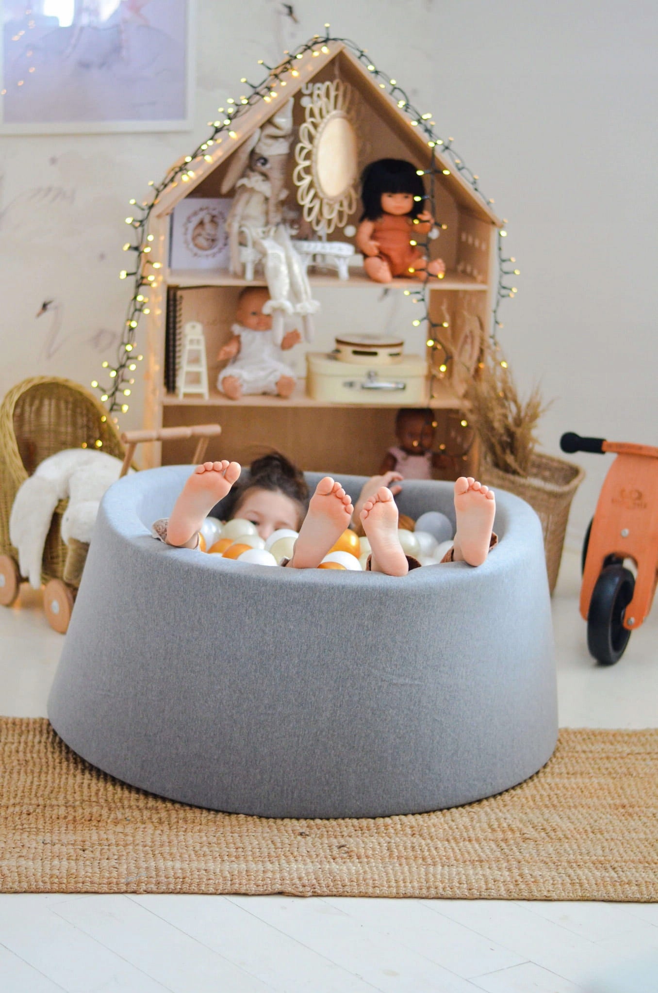 DRY POOL without balls PLAYPEN for children 130x30cm round grey Brand Mimii
