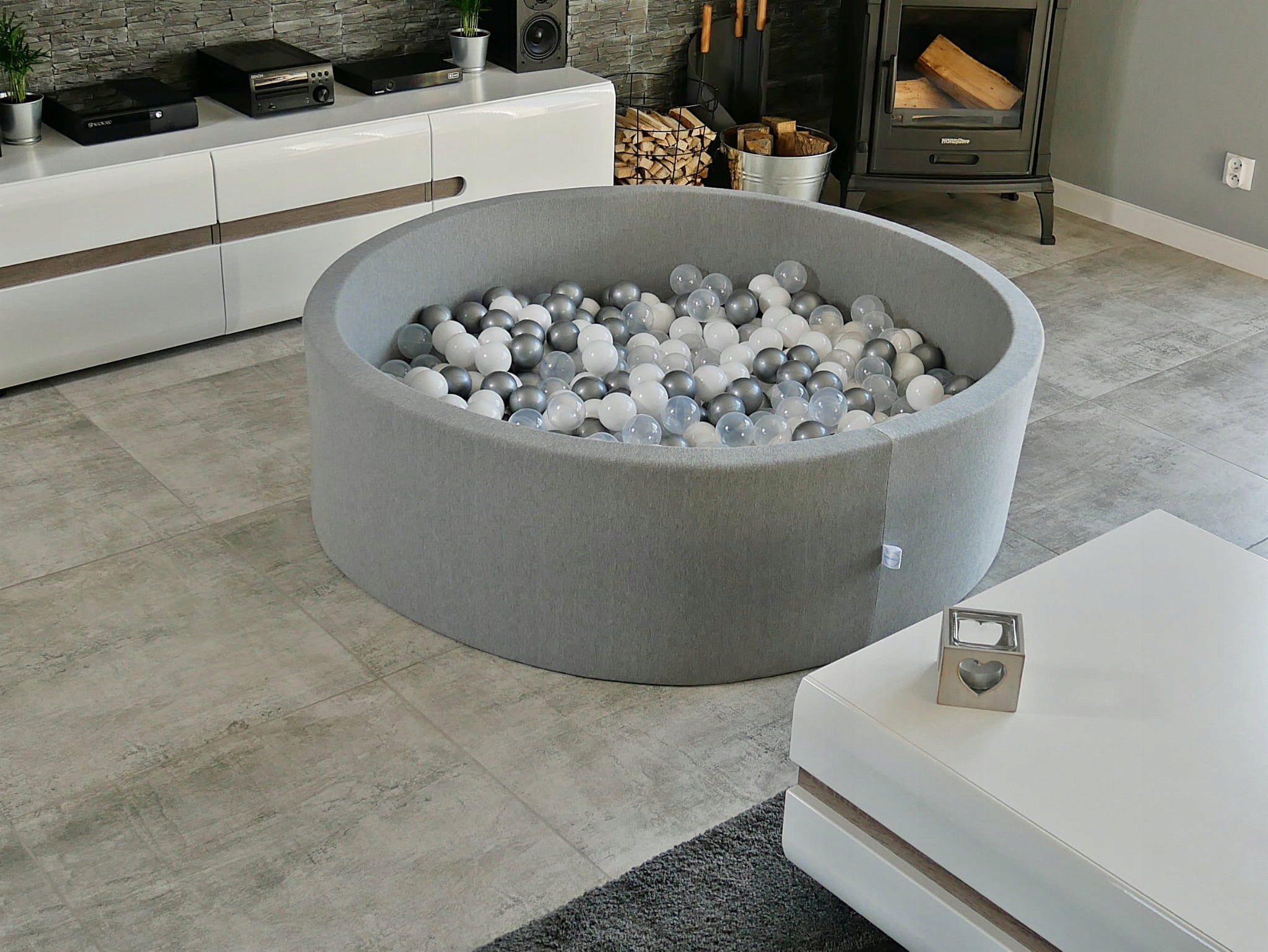 DRY POOL without balls PLAYPEN for children 90x30cm round grey Product width 90 cm