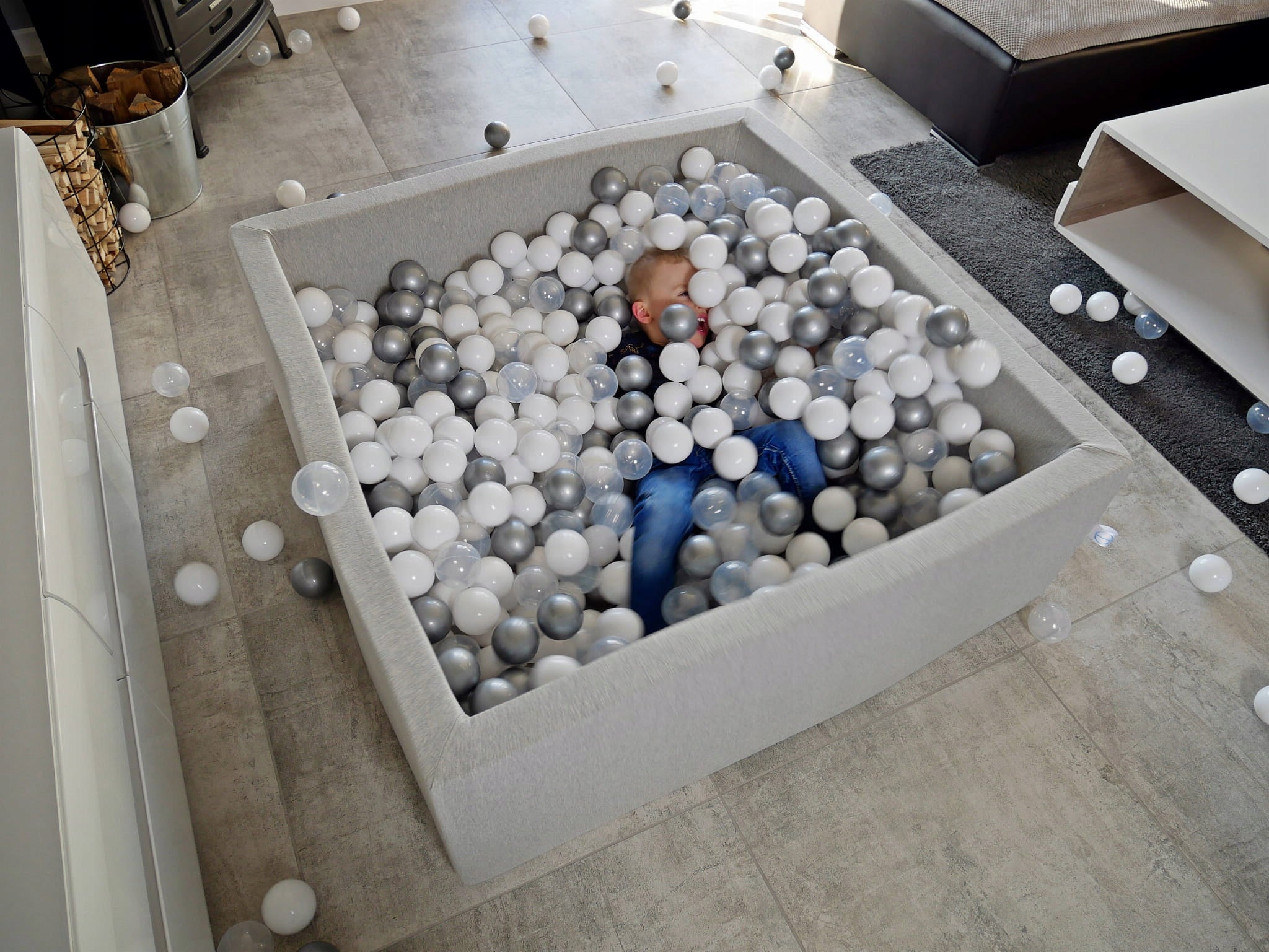 DRY POOL without balls PLAYPEN for children 90x40cm round graphite round Gender boys girls