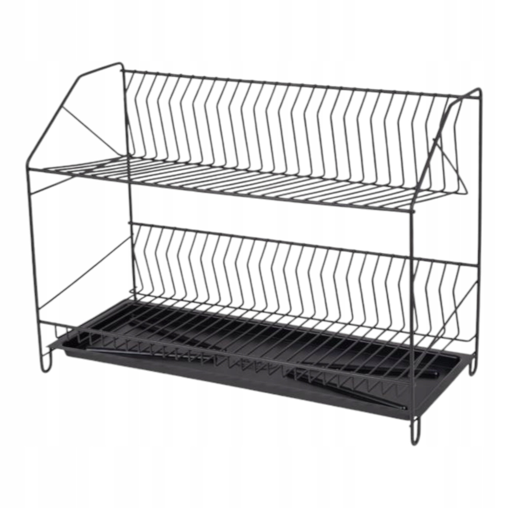DRYER 50x40 CM TWO-LEVEL FOR DISHES WITH TRAY DRAINER BLACK SOLID