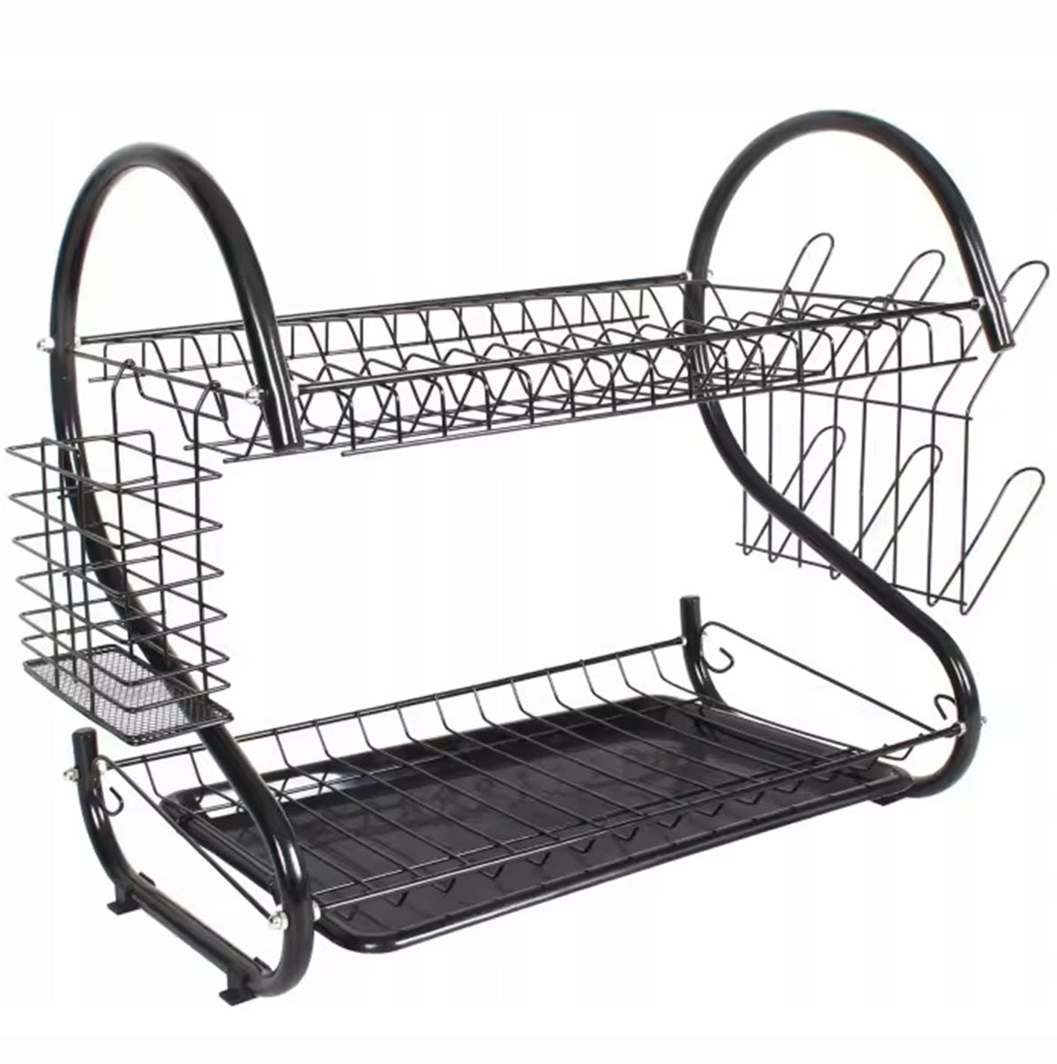 DRYER DISH DRAINER STANDING TWO-TIER LARGE TRAY BLACK Packaging status original