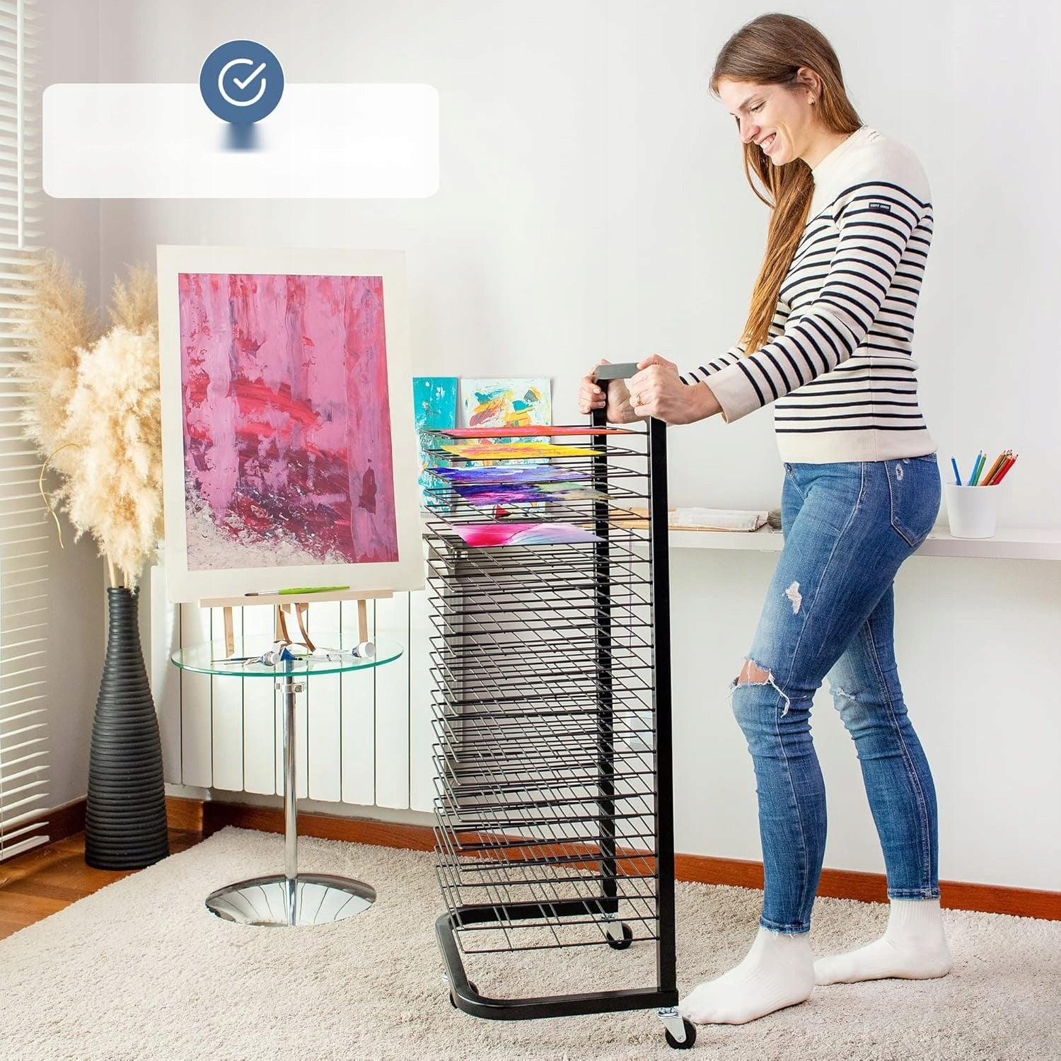 DRYING CANVAS PAINTINGS WORKS OF ART 103X45X35CM METAL REMOVABLE Total height 45 cm