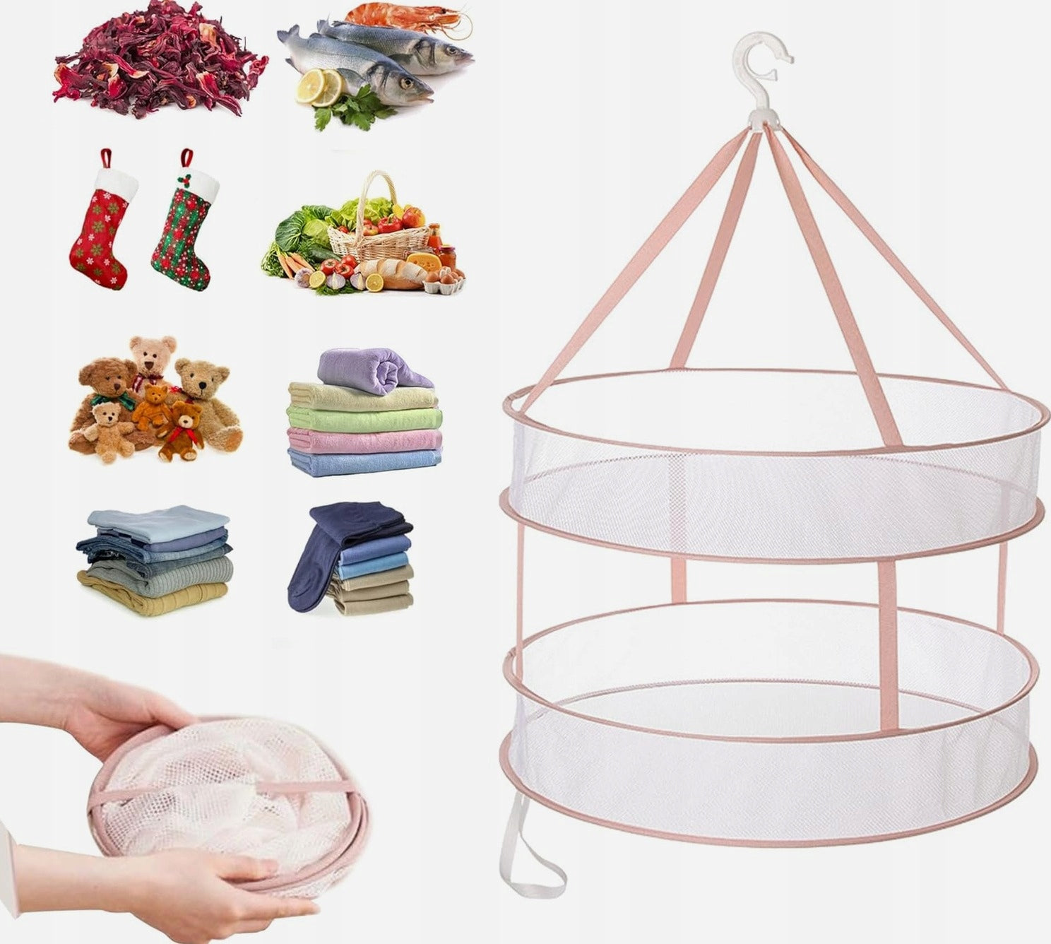 DRYING FOLDING 60X80CM HANGING DRYER CLOTHES VEGETABLES HERBS