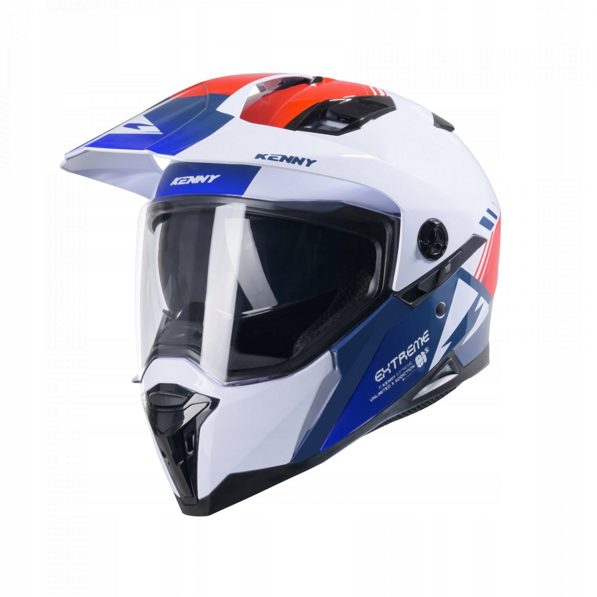DUAL ADVENTURE HELMET KENNY RACING EXTREME WHITE BLUE RED XS Size XS