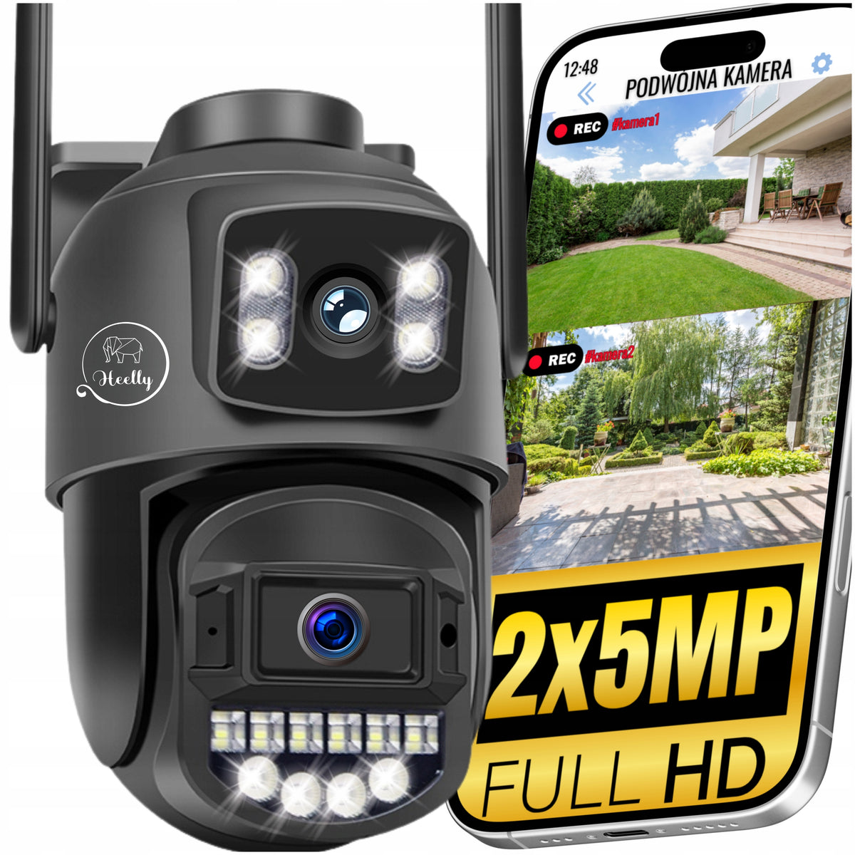 DUAL CAMERA 2X5MP ZOOM OUTDOOR ROTATING IP WIFI ALARM DETECTION FHD