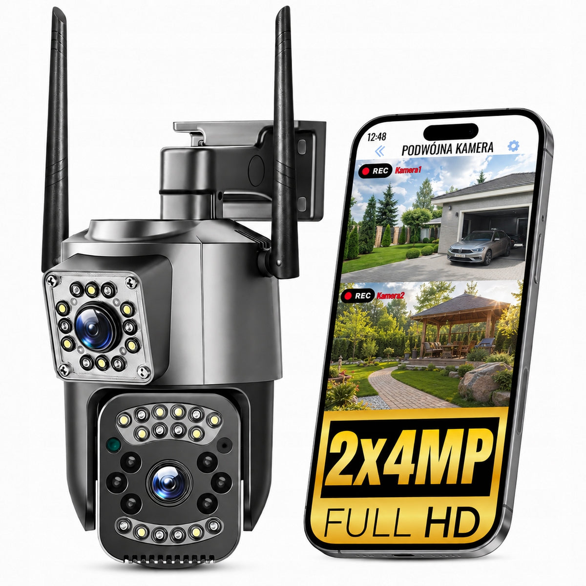 DUAL CAMERA IP GSM SMART ROTATING 2×4MPX FOR SIM CARD 4G 5G LTE AUDIO