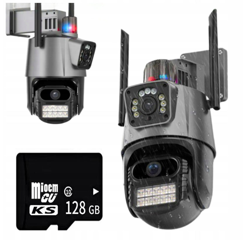 DUAL CAMERA WiFi OUTDOOR ROTATING IP 4MP 2 LENSES APP ICSEE