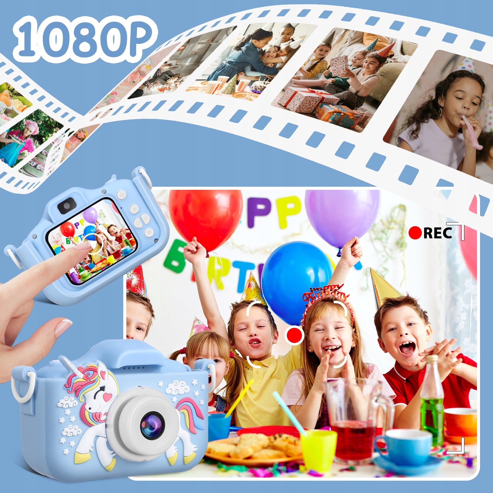 DUAL DIGITAL CAMERA FOR KIDS WITH SELFIE FULL HD UNICORN + CARD Brand no brand
