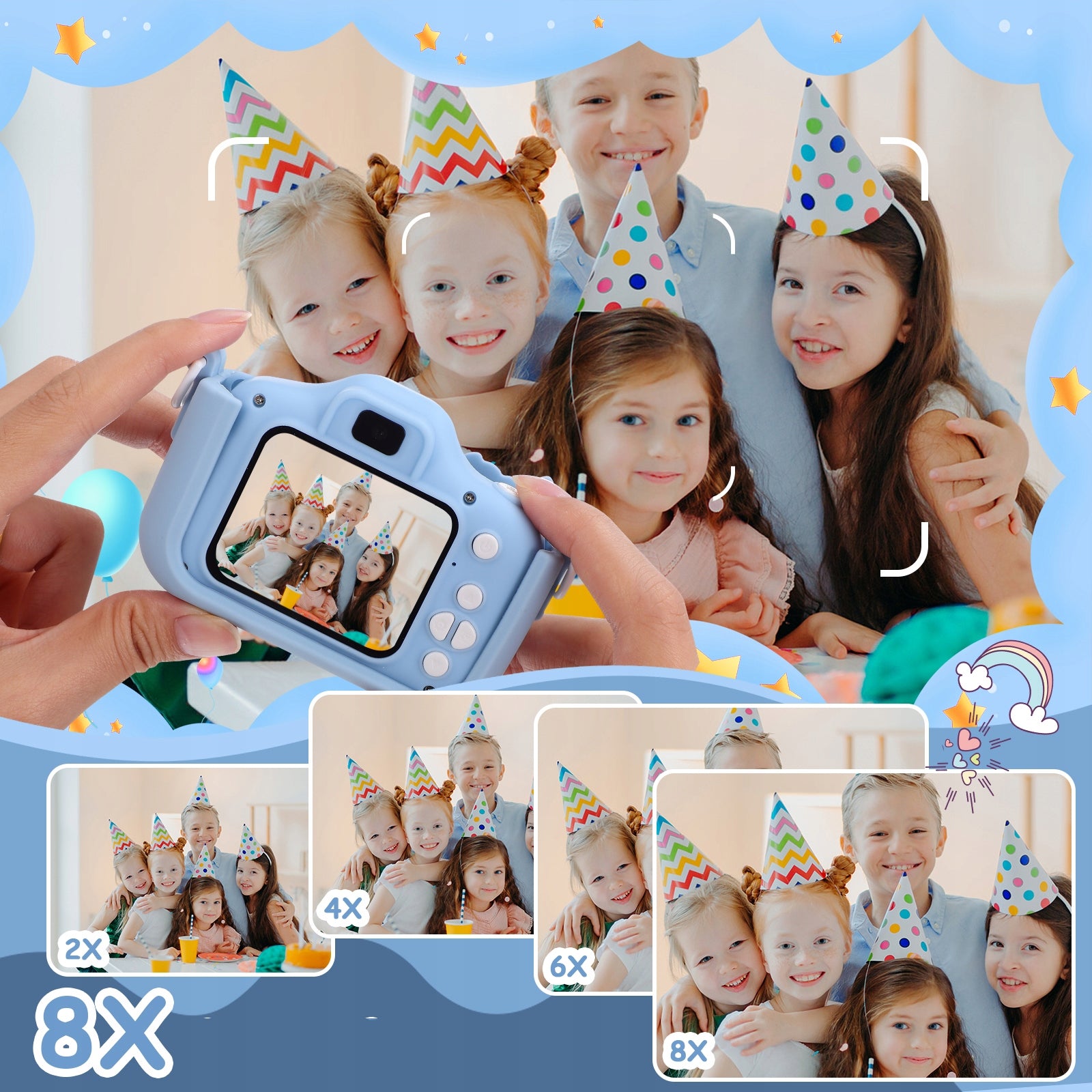 DUAL DIGITAL CAMERA FOR KIDS WITH SELFIE FULL HD UNICORN + CARD Resolution 48 Mpx