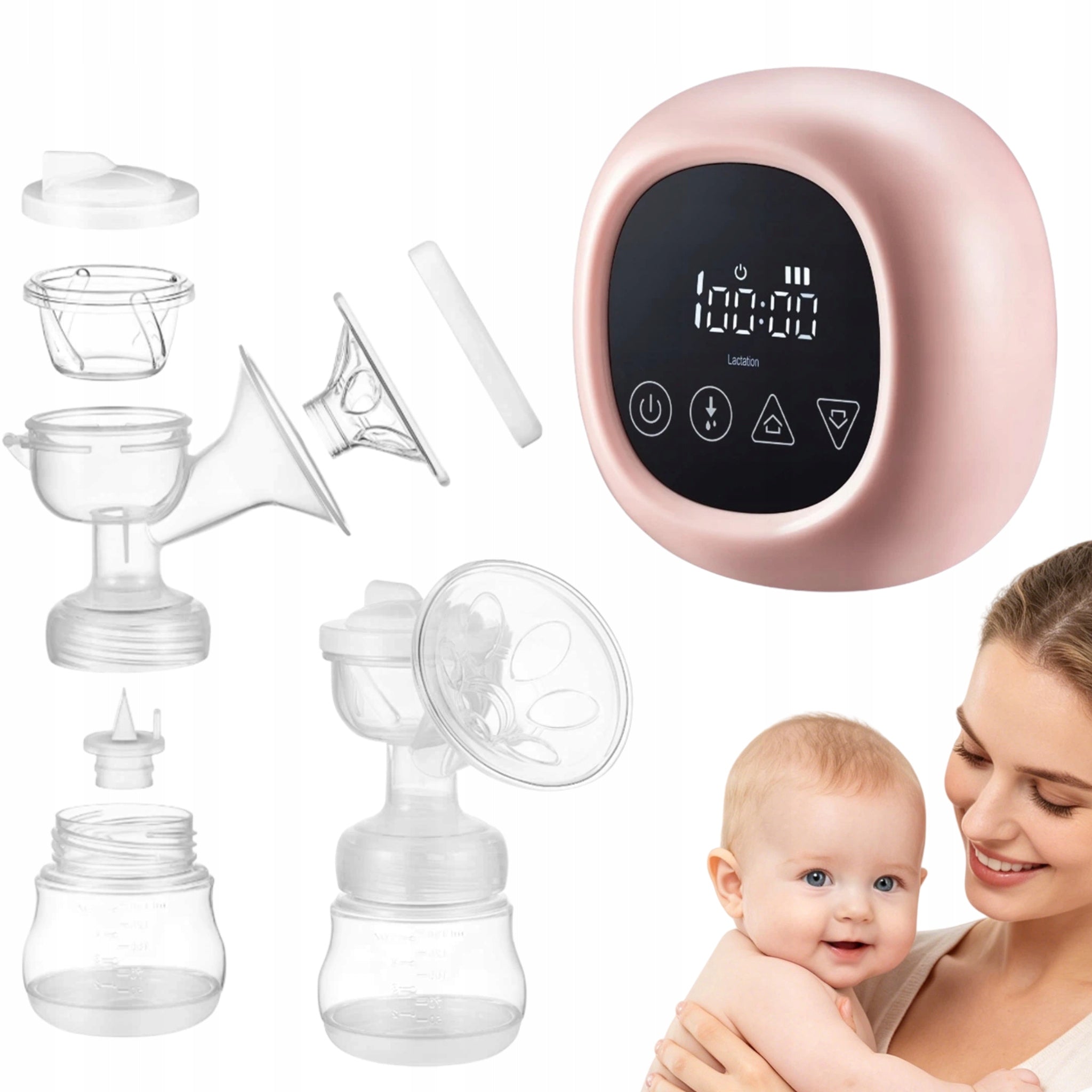 DUAL ELECTRIC THREE PHASE BREAST PUMP, PORTABLE, WIRELESS KIT