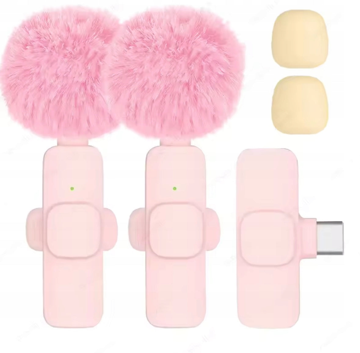 DUAL MICROPHONE WIRELESS TIE FOR IPHONE PHONE USB-C pink