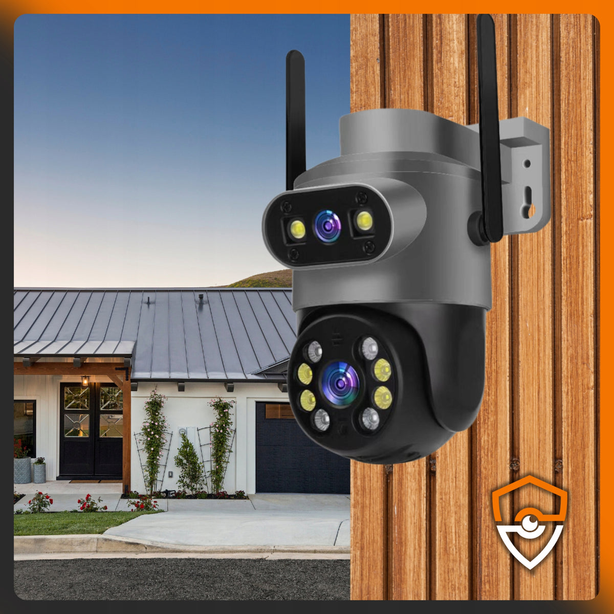 DUAL OUTDOOR WIFI CAMERA ROTATING IP 10MPX UHD 4K AUDIO APP Manufacturer code KAMERA DO MONITORINGU REJESTRATOR DETEKCJA