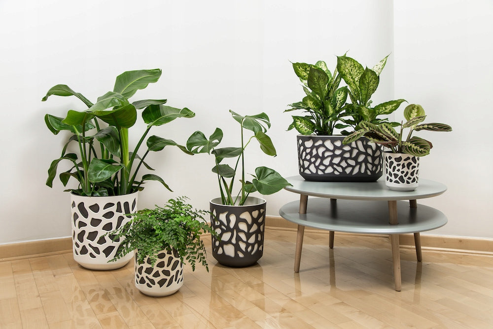 DUET FLOWER POT diameter 19.5CM GRAPHITE/CREAM Lamela Product height 20 cm