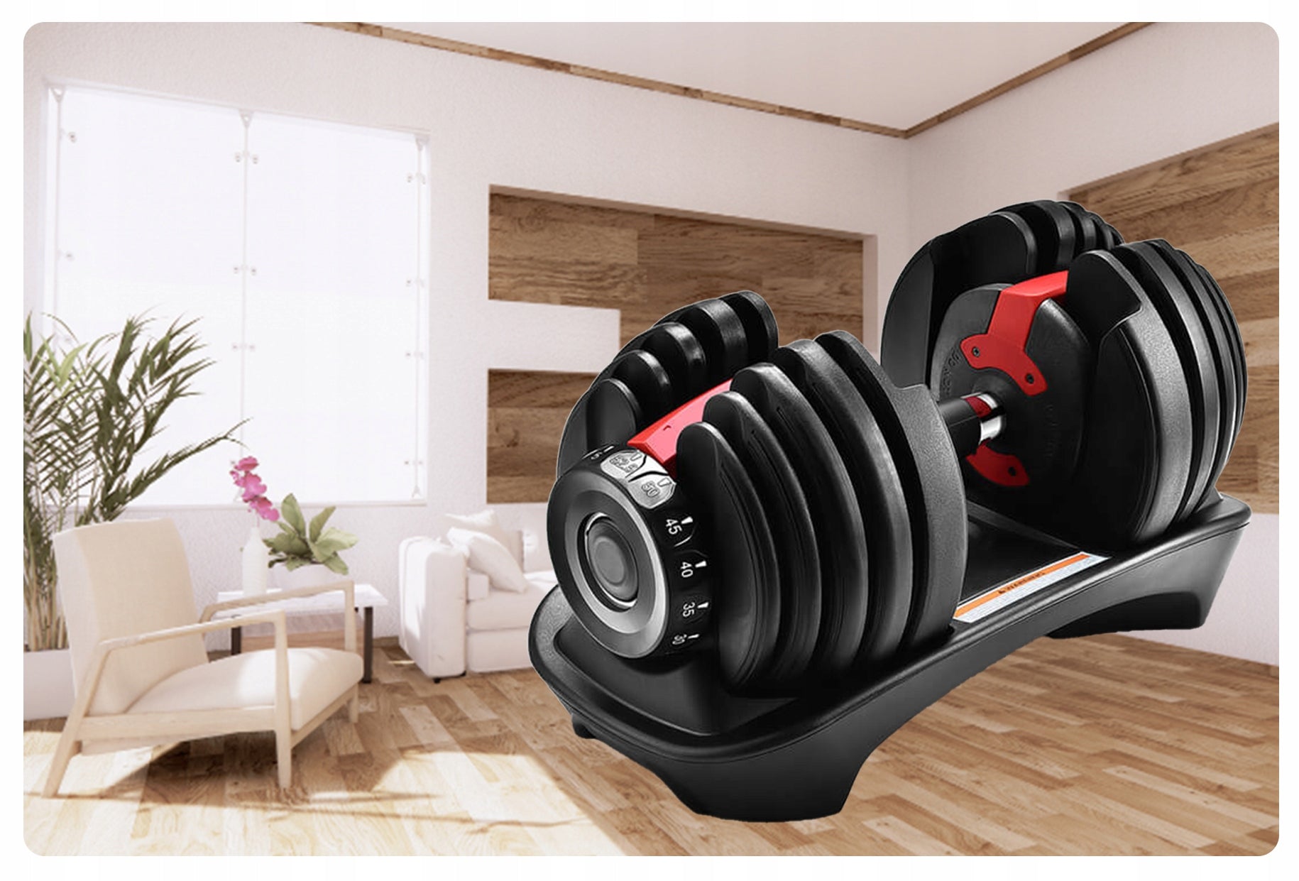 DUMBBELL ADJUSTABLE CAST IRON DUMBBELL 2,5 - 24KG + STAND QUICK ADJUSTMENT Kind coated/rubberized