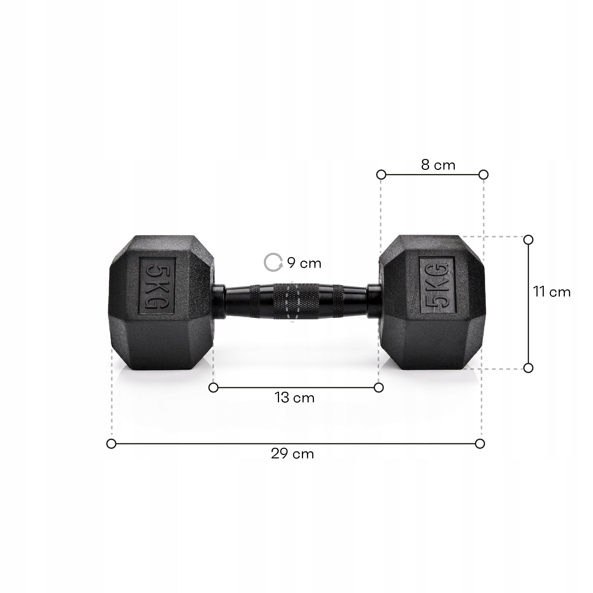 DUMBBELL HEXAGONAL HEX CAST IRON DUMBBELL 1x5 kg universal rubber Manufacturer code 16717