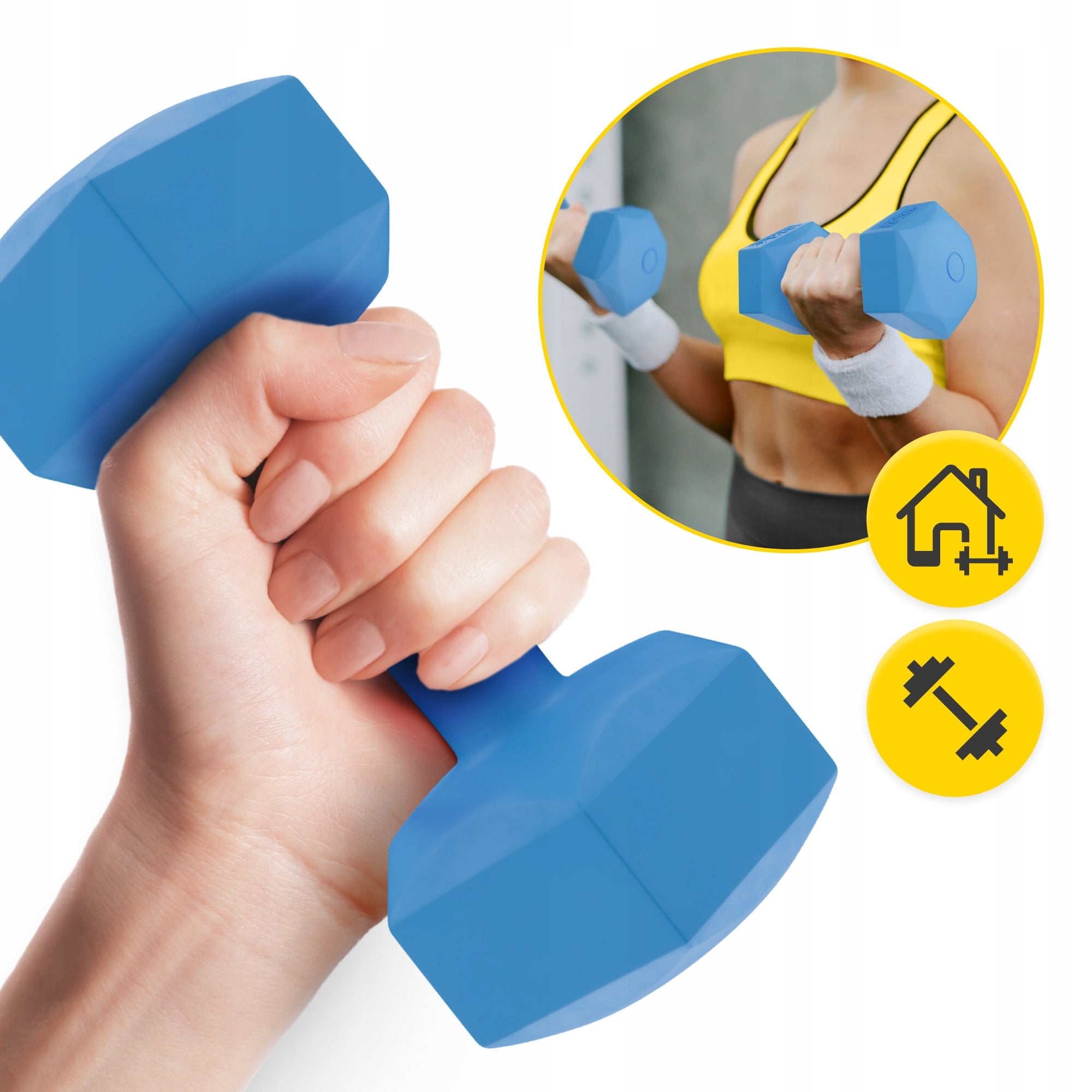 DUMBBELLS BITUMINOUS WEIGHTS FITNESS EXERCISE SET 2x2kg 4FIZJO Kind vinyl