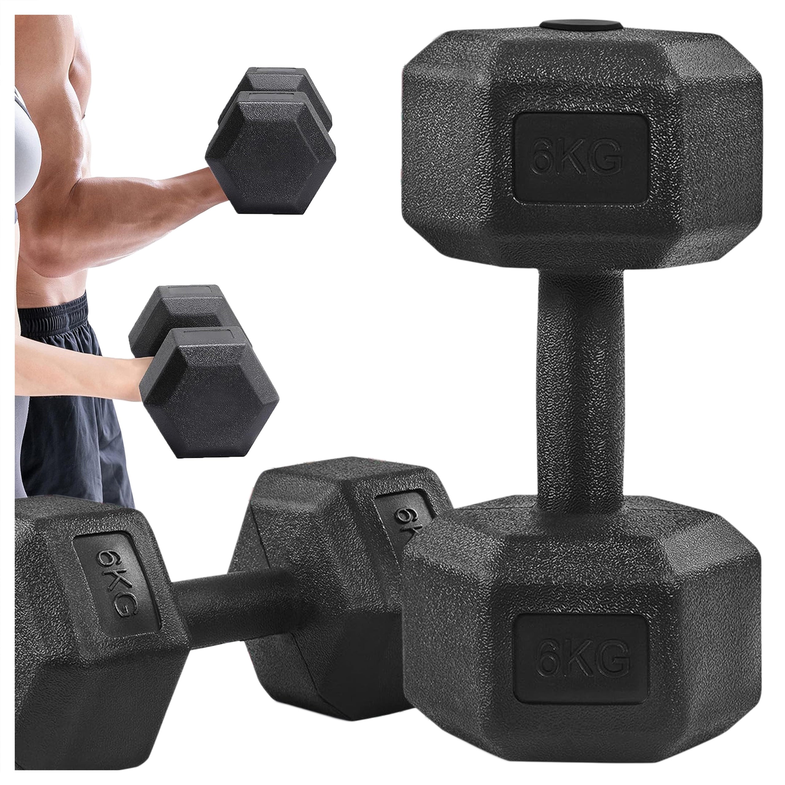 DUMBBELLS EXERCISE DUMBBELLS SET BITUMINOUS DUMBBELLS WEIGHT 2x6kg