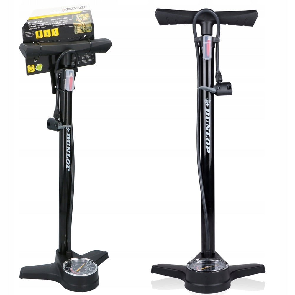 DUNLOP 12 BAR bicycle pump with bottom pressure gauge Manufacturer code pompka warsztatowa rowerowa z manometrem